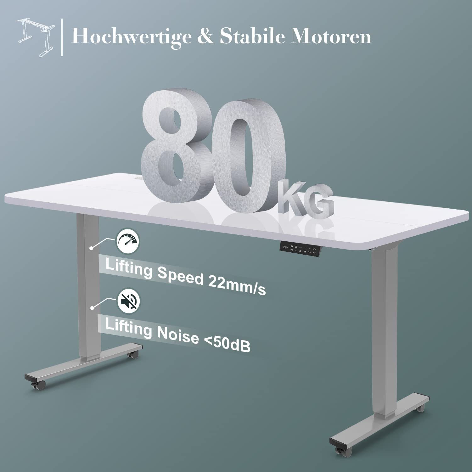 grau Schreibtisch Elektrisch Tischgestell Höhenverstellbarer 2X Teleskop Tischgestell HOMALL
