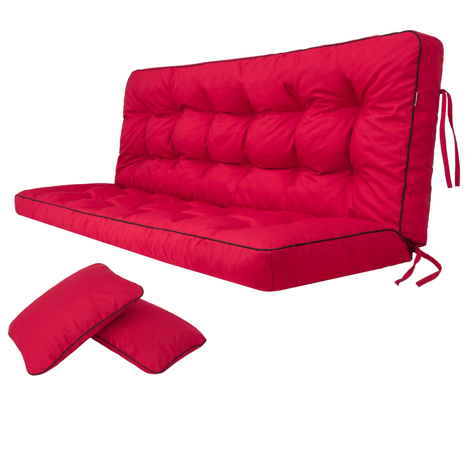 Hobbygarden Bankauflage Polsterauflage POLA 100, 120, 150 oder 180 cm, für Gartenbank & Hollywoodschaukel inkl. 2 Seitenkissen