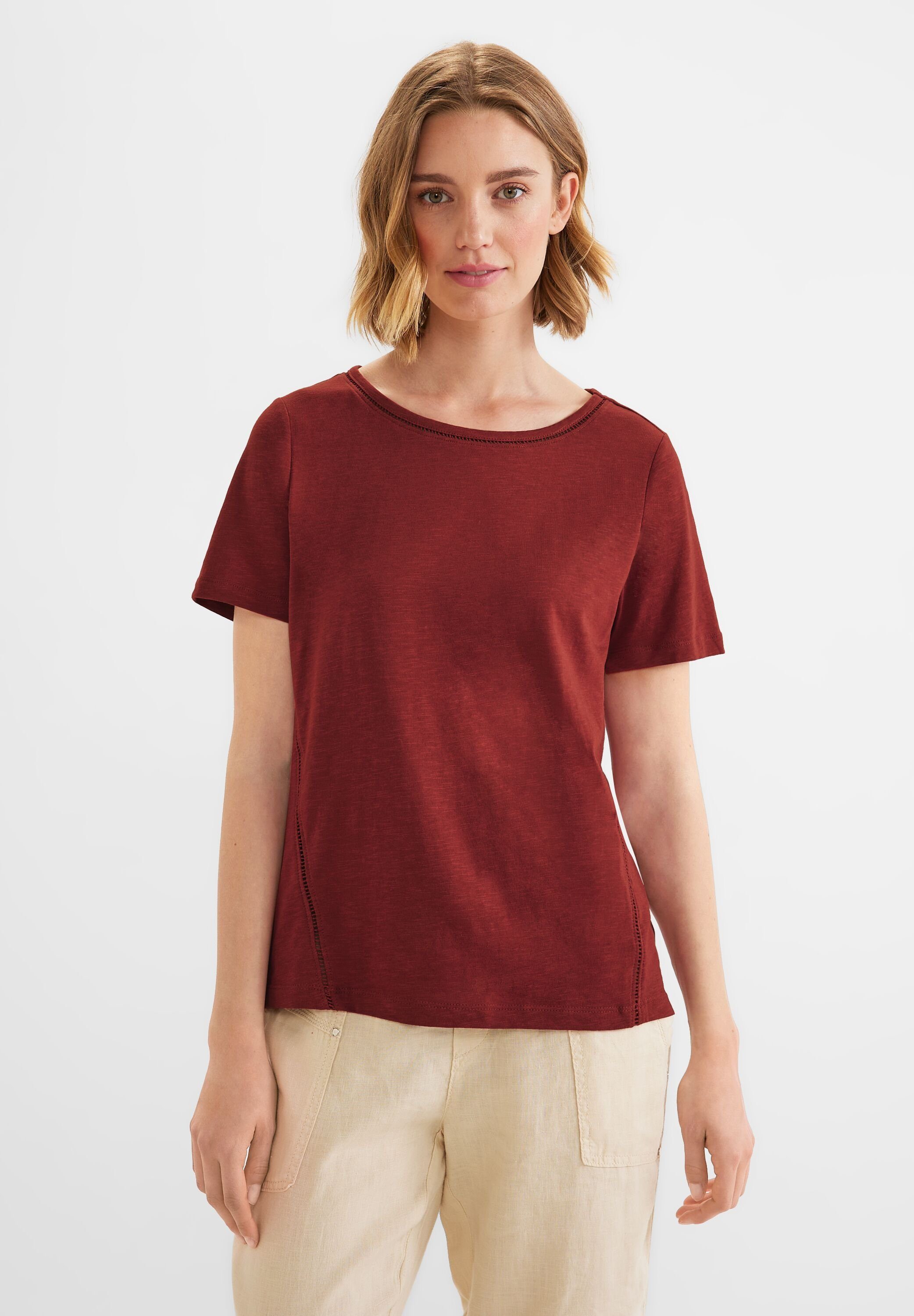 STREET ONE T-Shirt in Unifarbe foxy red