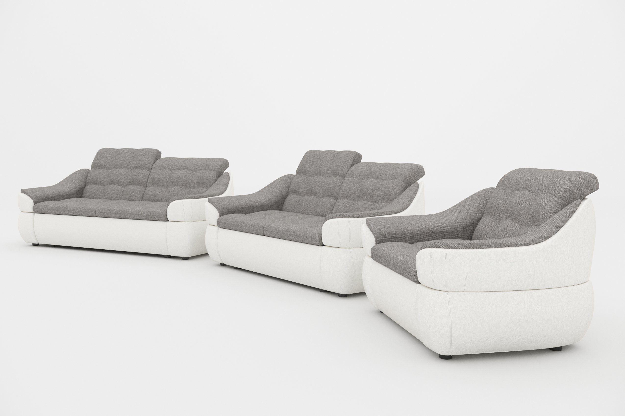 Stylefy Polstergarnitur in aus made und Europa (Set bestehend Modern Design, Alisa, (3-tlg), Sessel, Sofa, 2,5-Sitzer Sofa 2-Sitzer