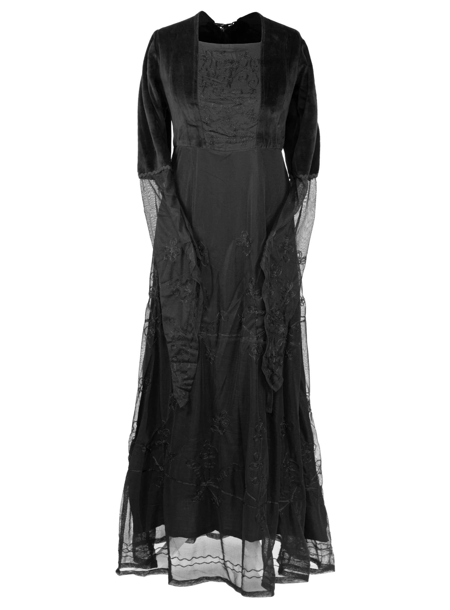 Metamorph Hexen-Kostüm Renaissancekleid mit Tüll schwarz, Hochwertige und authentische Mittelalterkleidung zu unschlagbar günst