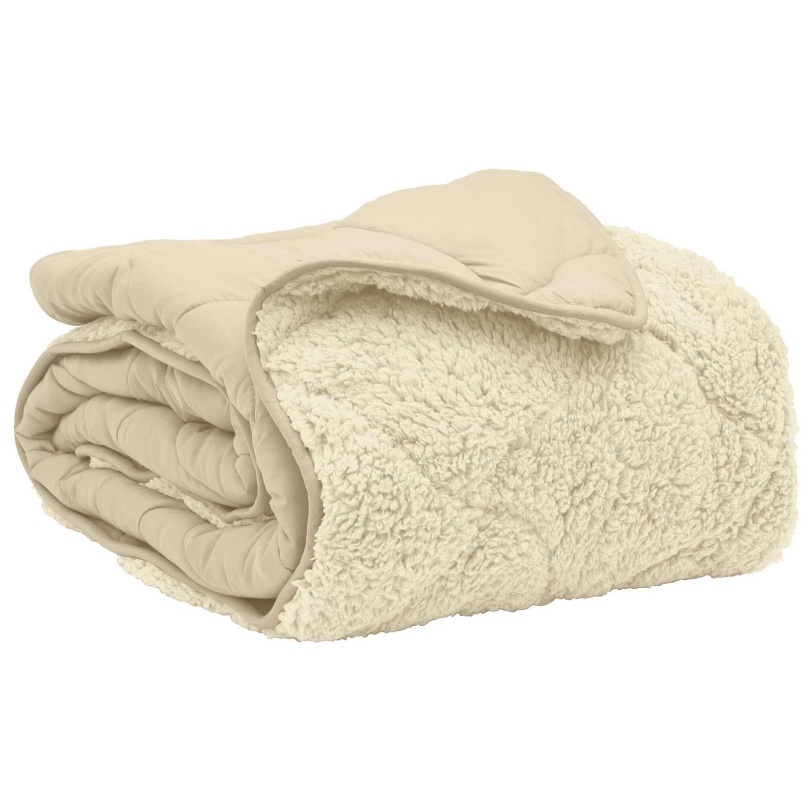 vidaXL Baumwollbettdecke Winterbettdecke Creme 135 x 220 cm Mikrofaser und Teddy-Fleece, Bezug: Mikrofaser