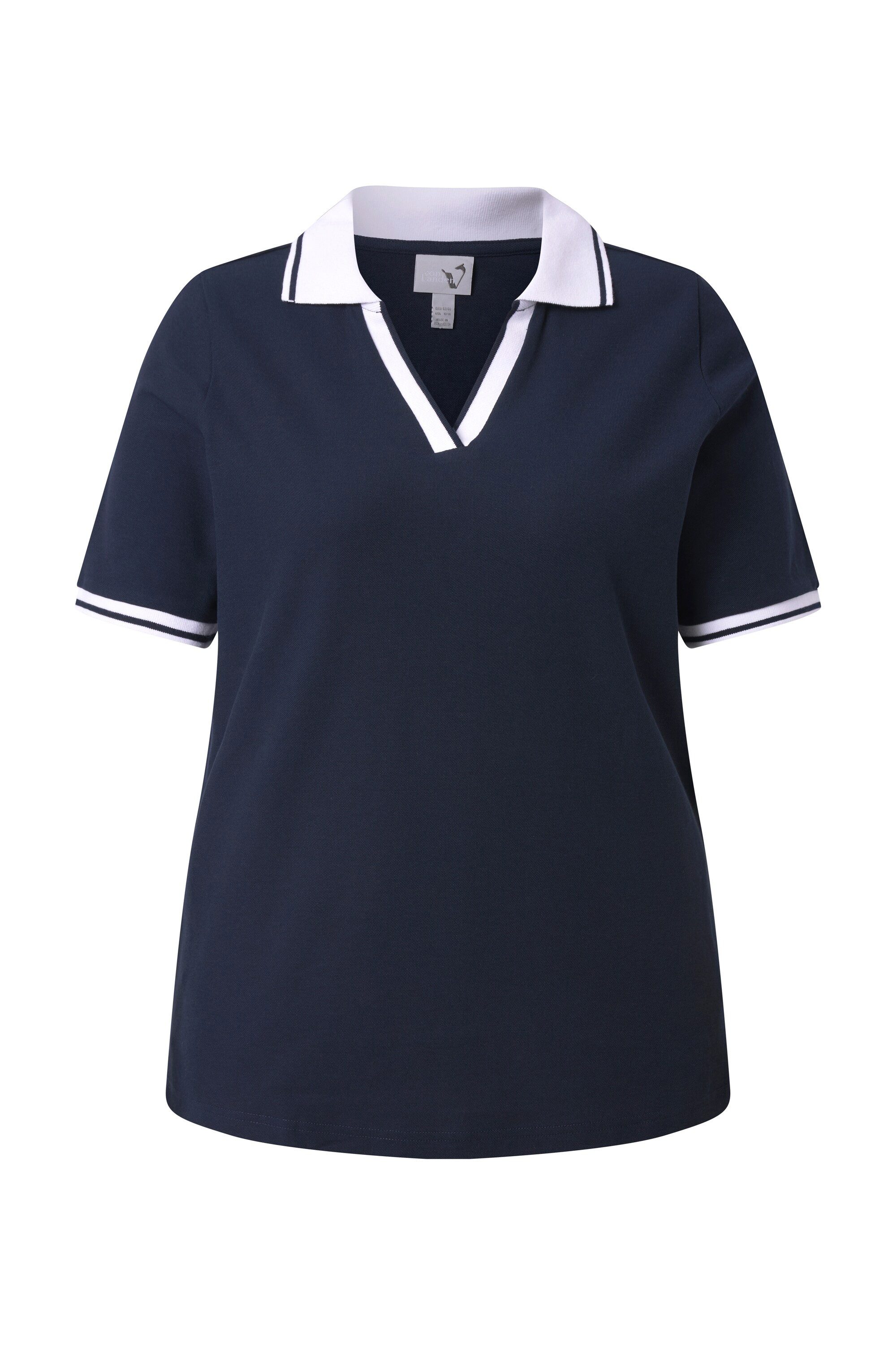 Ulla Popken Poloshirt Poloshirt Kontrastkanten Polokragen Halbarm