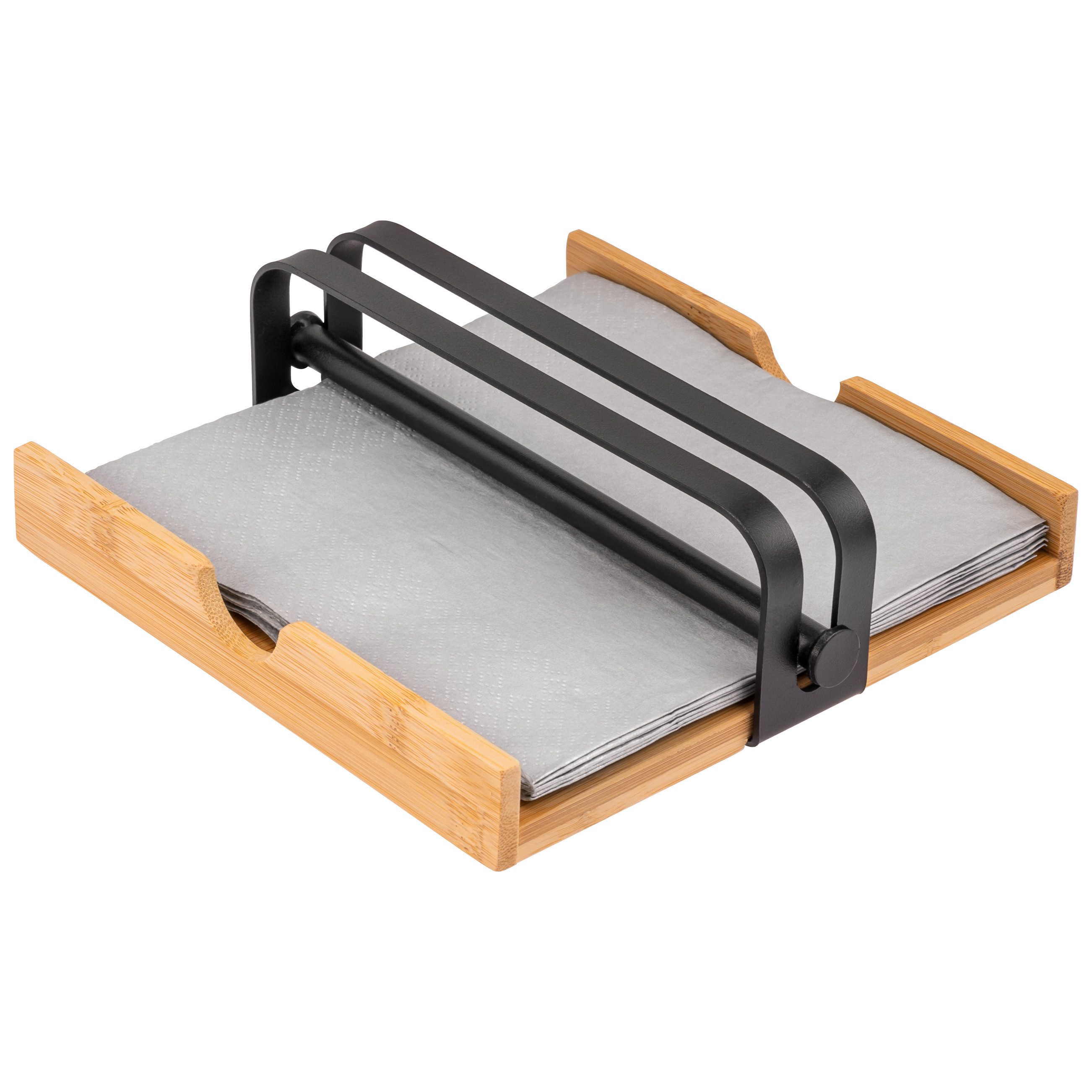 bremermann Serviettenhalter Serviettenhalter aus Bambus mit Metallbeschwerer, Serviettenspender, Bambus, Metall, (1-tlg), mit integriertem Beschwerer