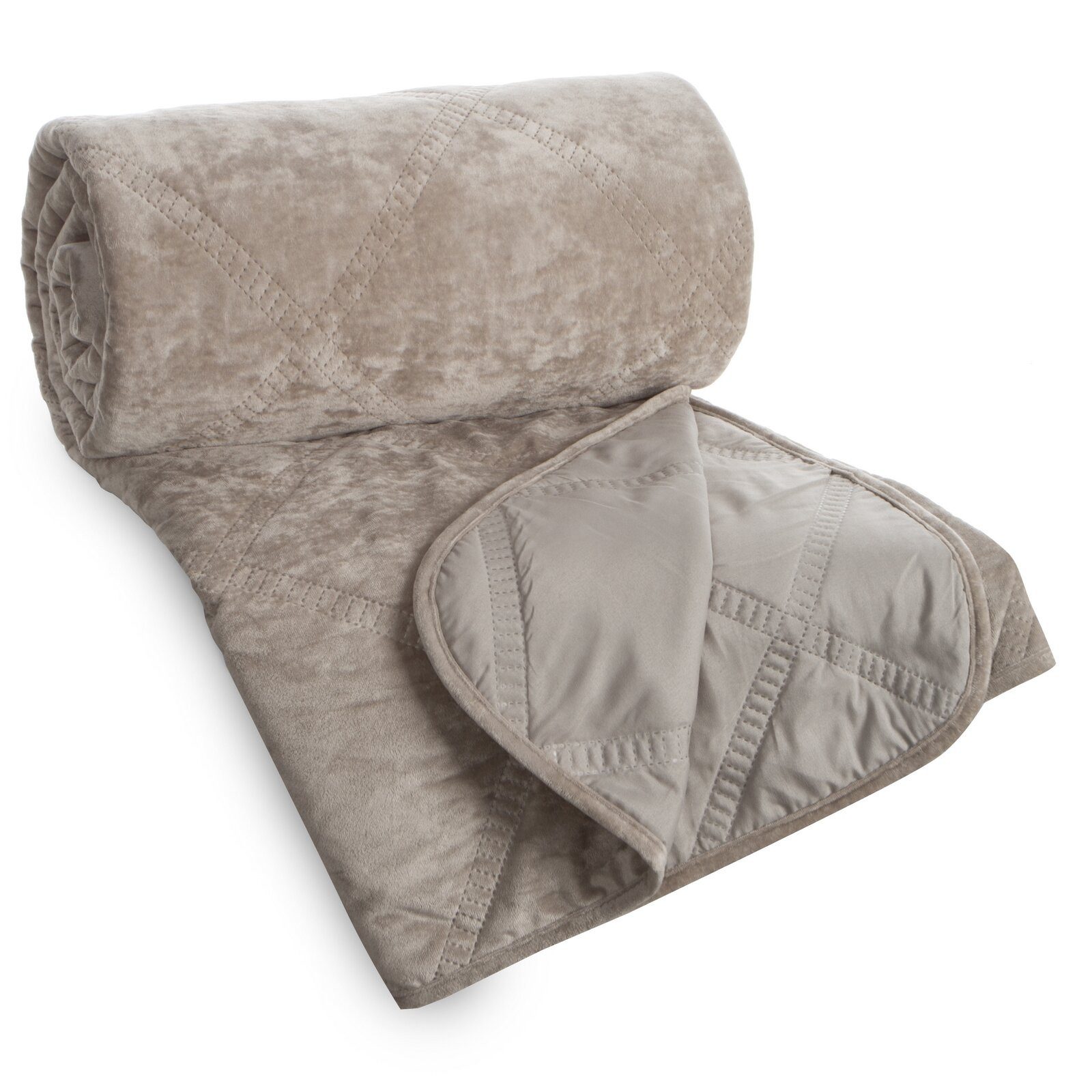 Eurofirany Tagesdecke VELVET, Steppdecke Samtdecke Karomuster Weicher Überwurf Velours