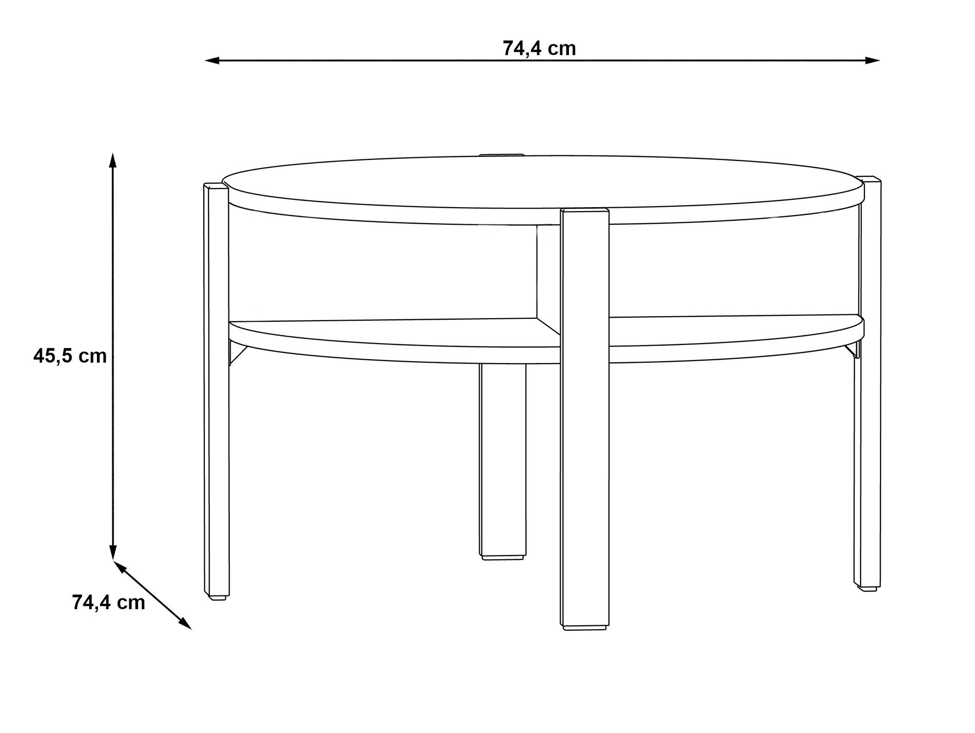 Moebel-Eins Couchtisch TAFFY Couchtisch, Material Dekorspanplatte, rund, TAFFY Couchtisch, Material Dekorspanplatte, rund