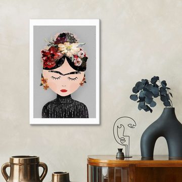 Posterlounge Leinwandbild treechild, Frida mit Blumenkranz, Modern Illustration