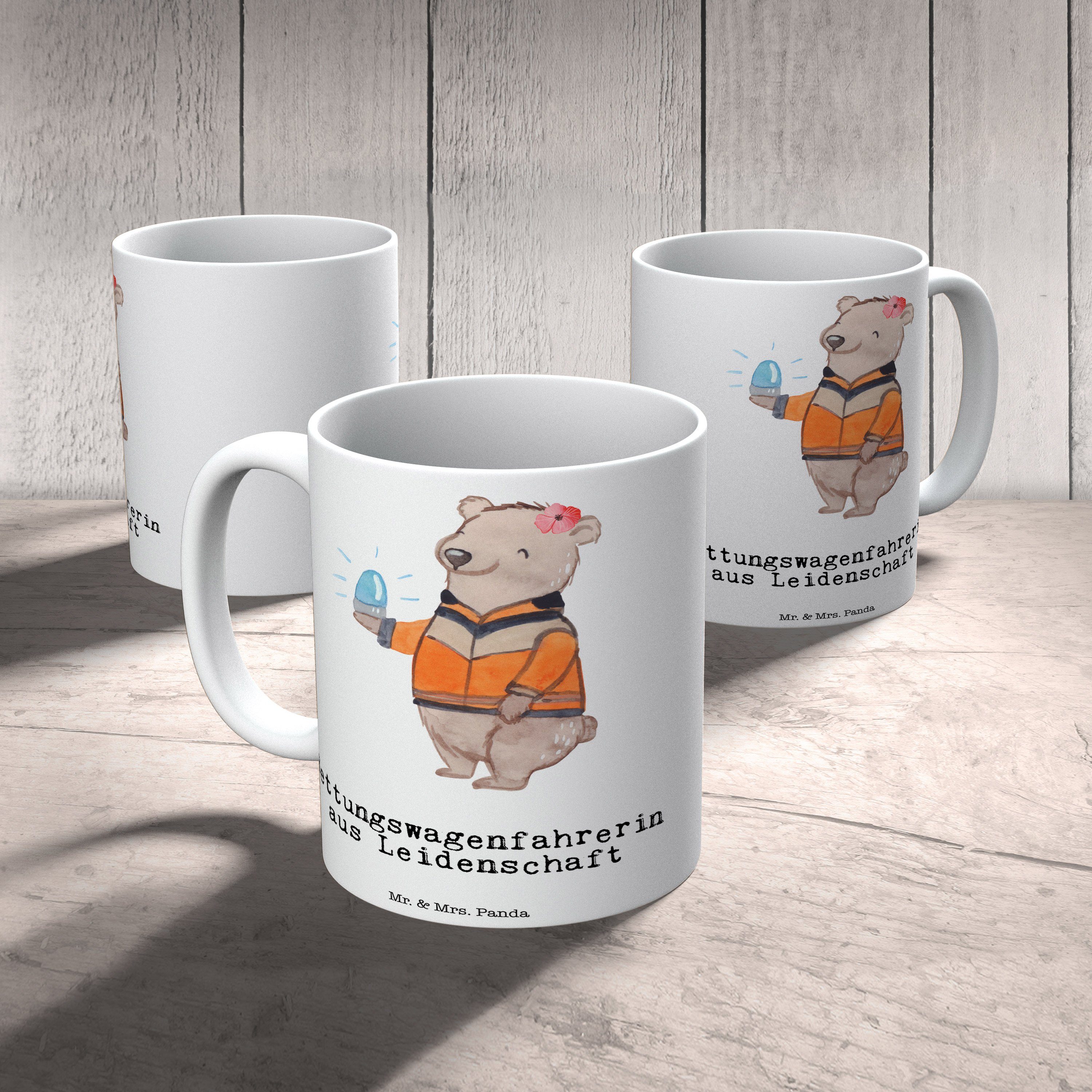 - Panda aus Ausbildung, Mr. Geschenk, Weiß - Tasse Keramik Rettungswagenfahrerin Leidenschaft & Mrs.