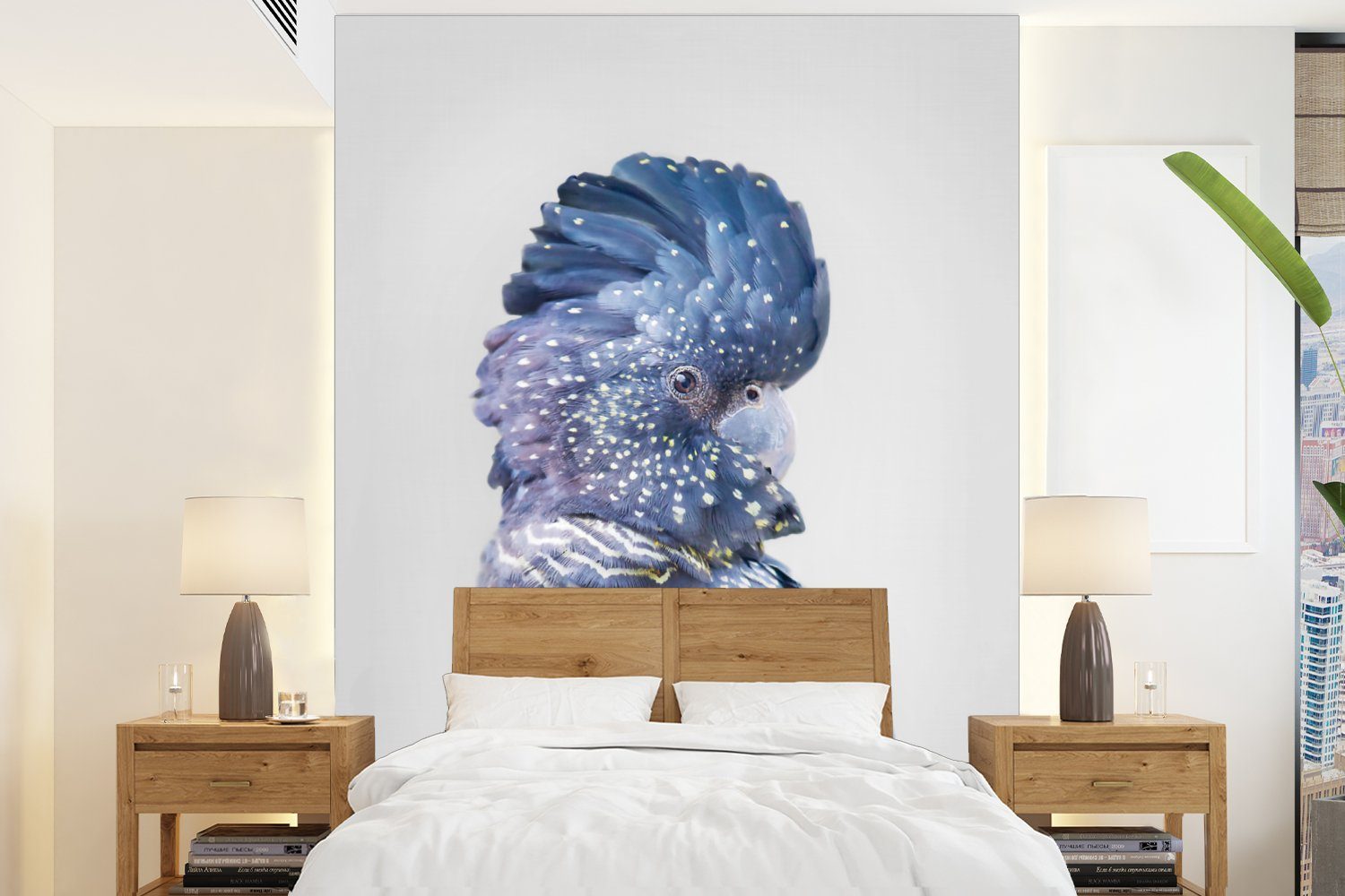 MuchoWow Fototapete Kakadu - Blau - Tiere - Natur, Matt, bedruckt, (4 St), Montagefertig Vinyl Tapete für Wohnzimmer, Wandtapete