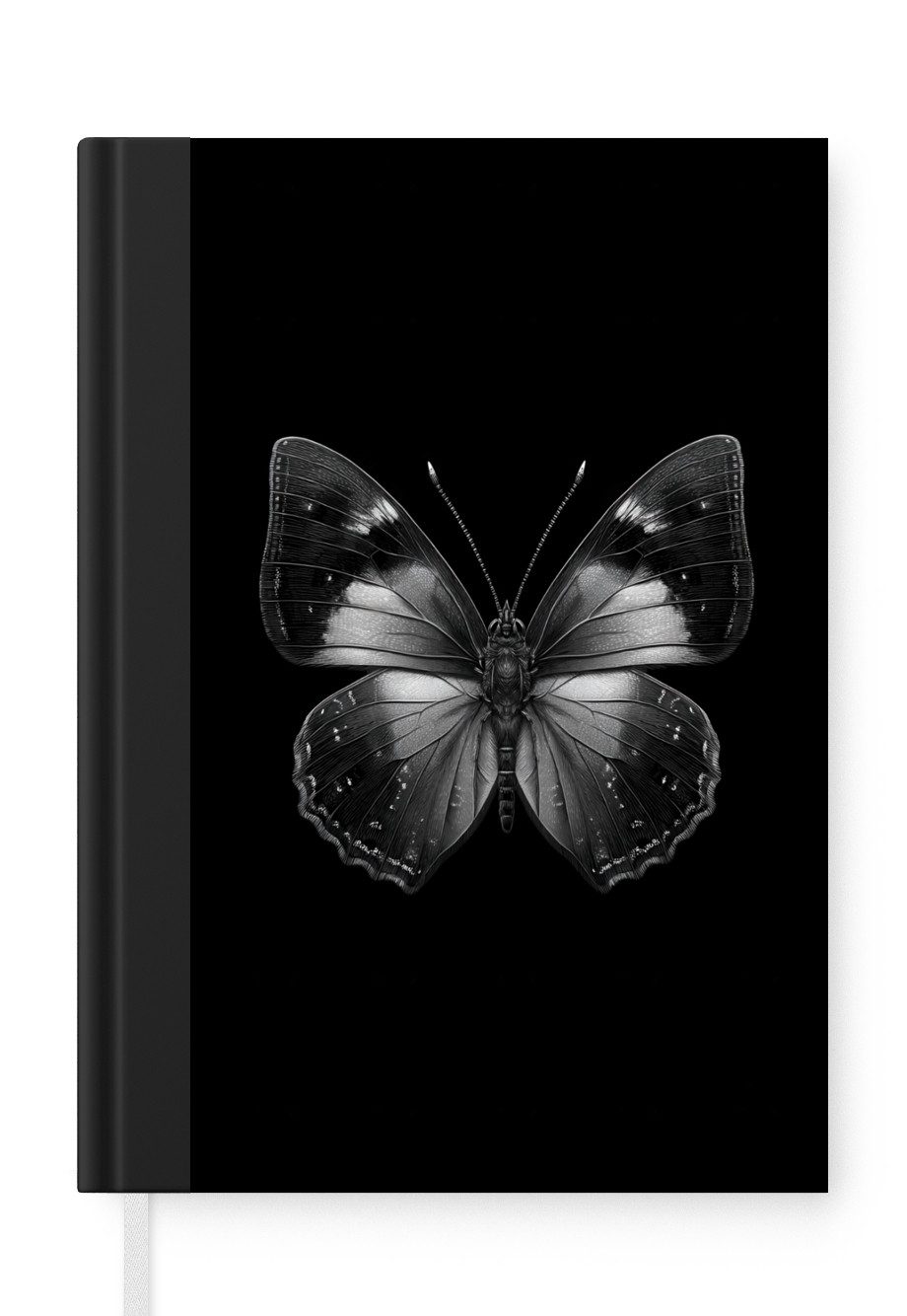 MuchoWow Notizbuch Schmetterling - Grau - Geheimnisvoll, Notebook, Notizblock a5, Tagebuch, Journal Liniert