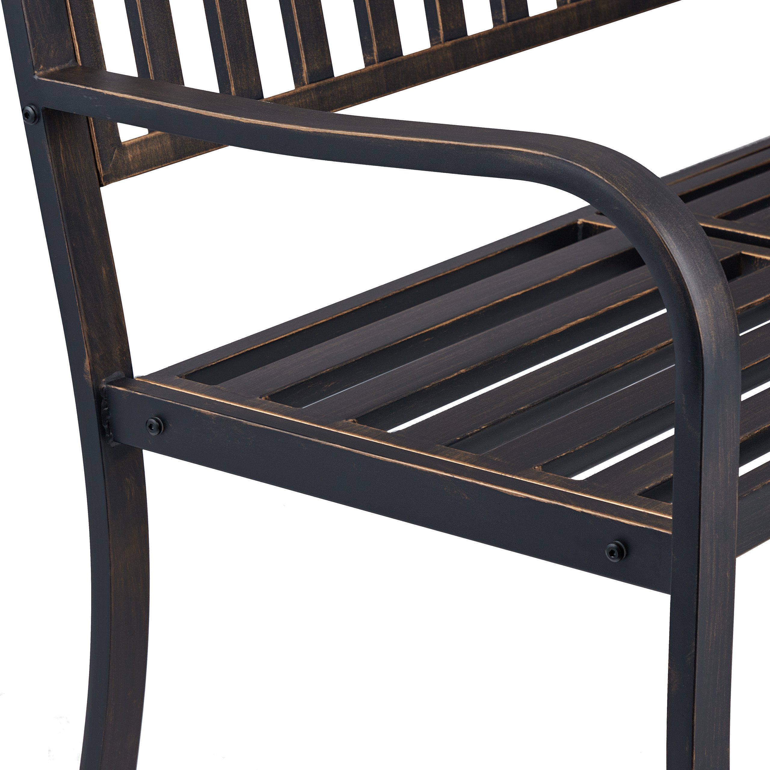 relaxdays Gartenbank mit Klapptisch, Schwarz-Bronze