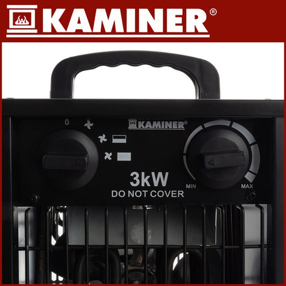 Kaminer Elektro-Heizkörper Elektroheizung 3000 W Gebläseheizer, einstellbare Temperatur von 0–85 °C mit automatischer Rückstellung