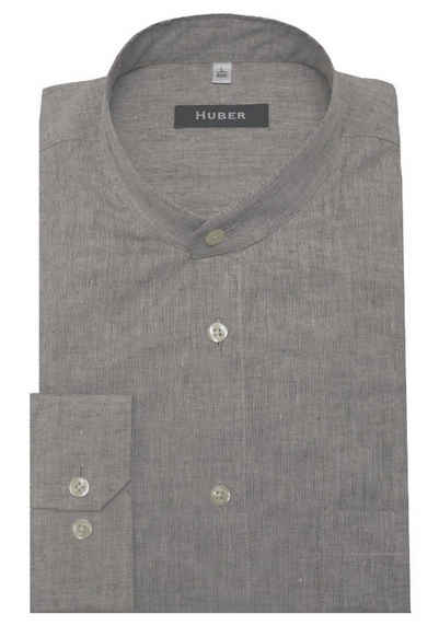 Huber Hemden Leinenhemd HU-0430 Stehkragen feines Leinen Regular Fit - gerader Schnitt, Made in EU