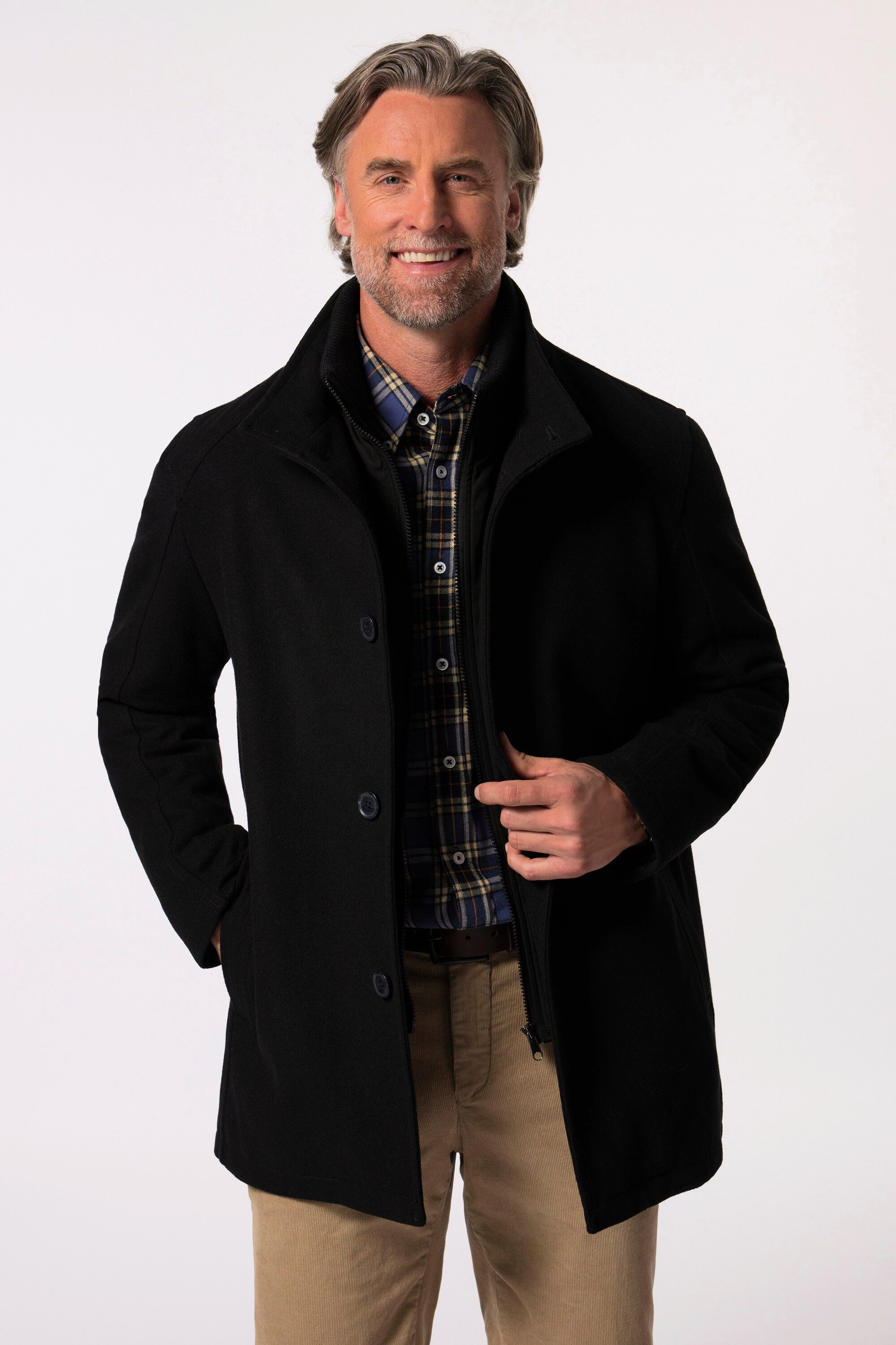 Boston Park Funktionsjacke Wolloptik-Jacke Stehkragen-Einsatz