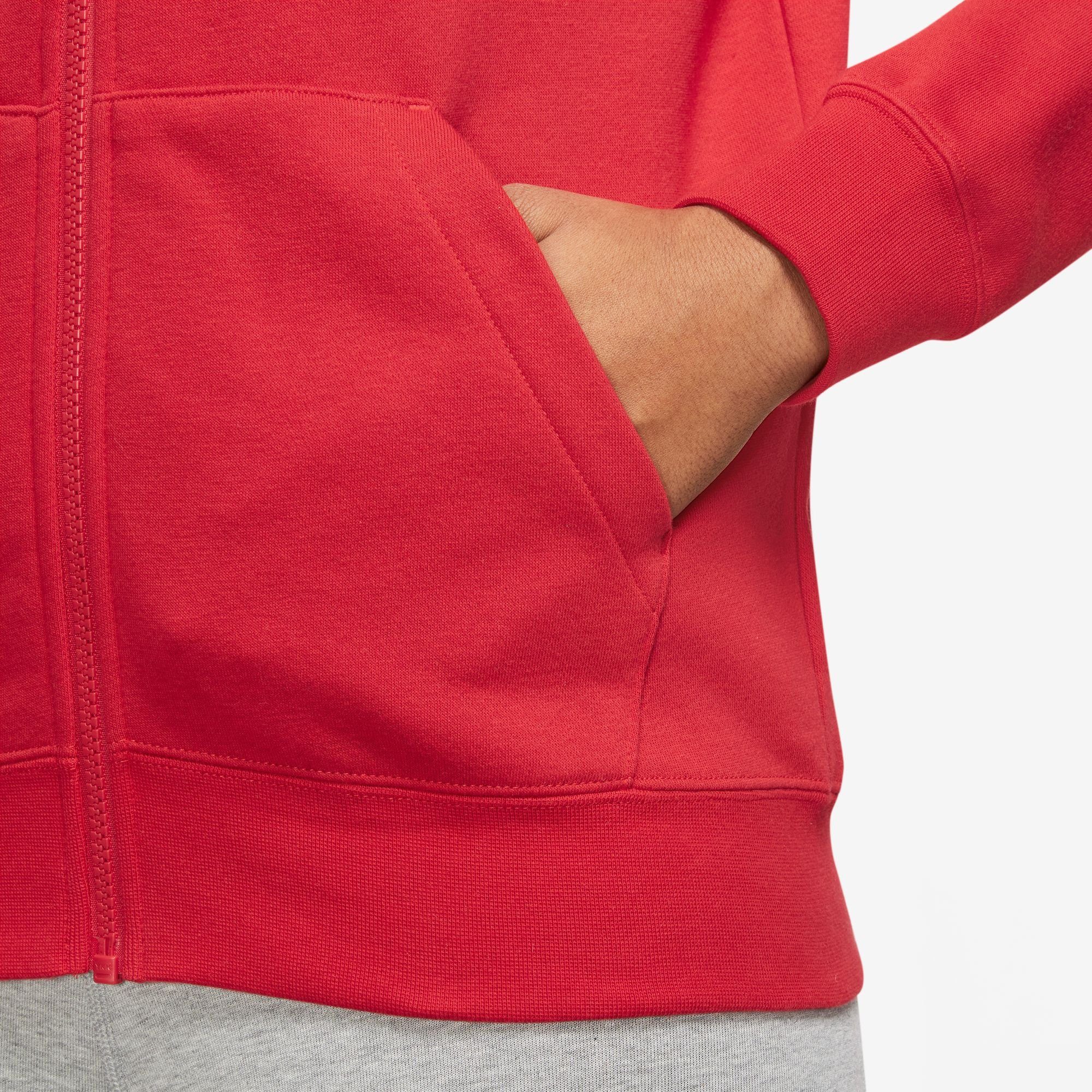 Hoodie Full-Zip RED/WHITE Fleece UNIVERSITY Kapuzensweatjacke Nike Club Women's Sportswear