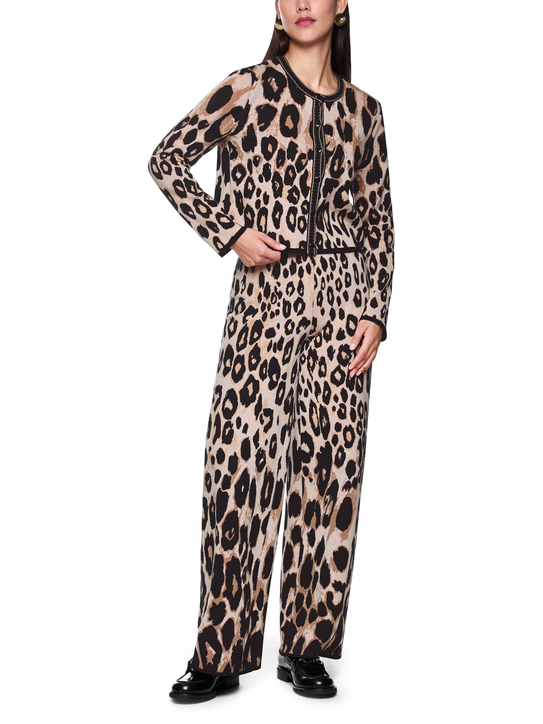 Marc Cain Shirtweste Cropped Cardigan mit Leoprint - Regular Fit