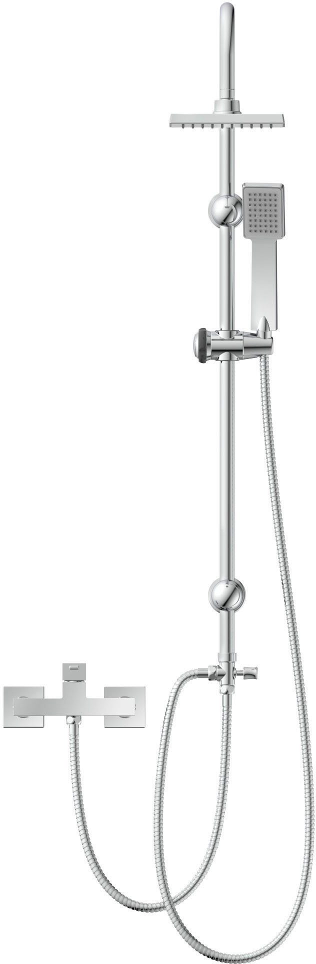 2 Duschsystem Schütte Strahlart(en), höhenverstellbar, Antikalk, wassersparend, GRENADA, Edelstahl