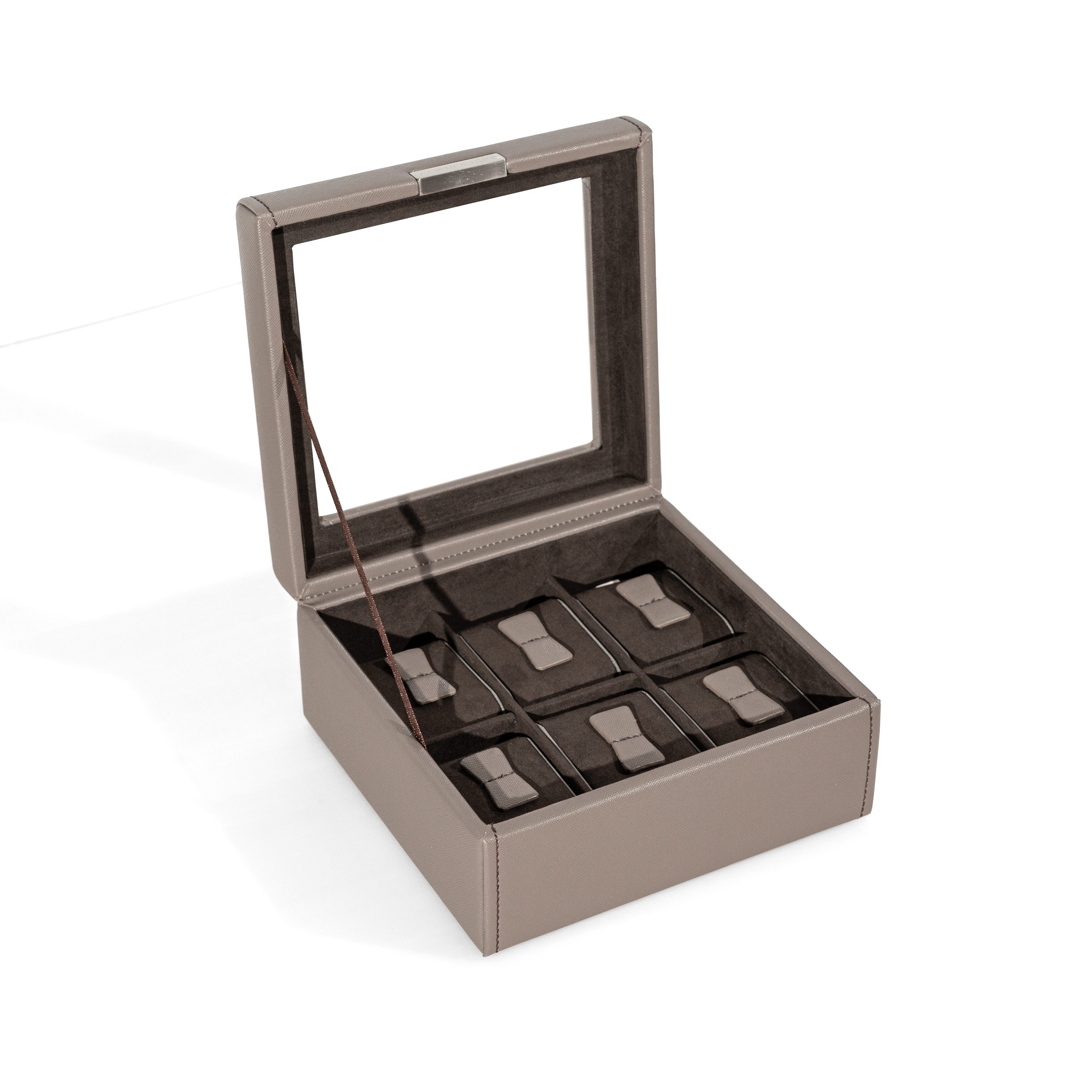 Friedrich23 Uhrenbox Bond Cross Grain mit Glasdeckel für 6 Uhren