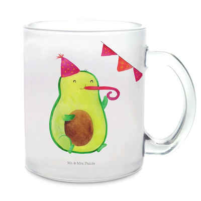 Mr. & Mrs. Panda Teeglas Avocado Birthday - Transparent - Geschenk, Tasse mit Henkel, Veggie, Premium Glas