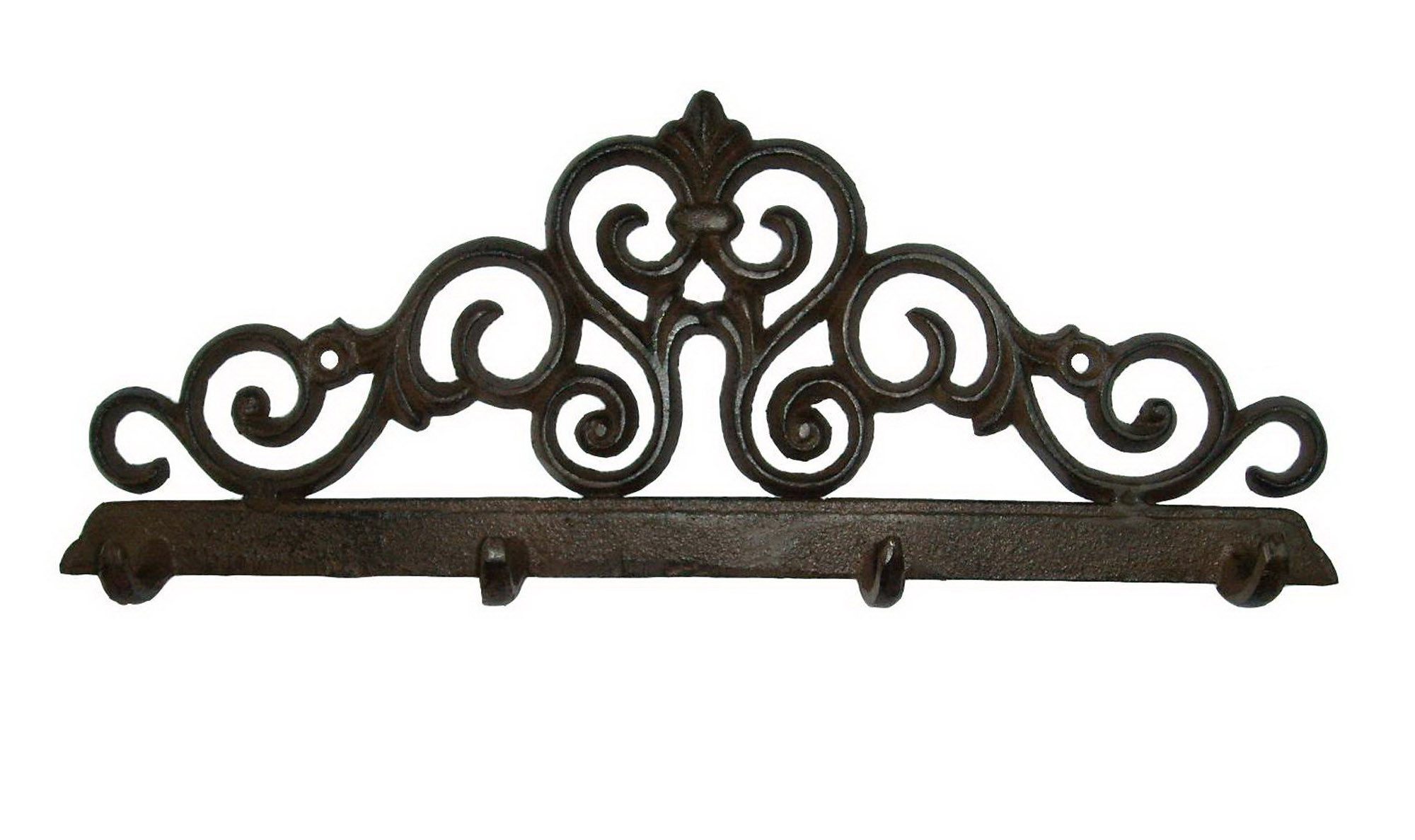 B&S Garderobenhaken Wandgarderobe Gusseisen Antik Rostlook Ornament mit 4 Haken (1 St)