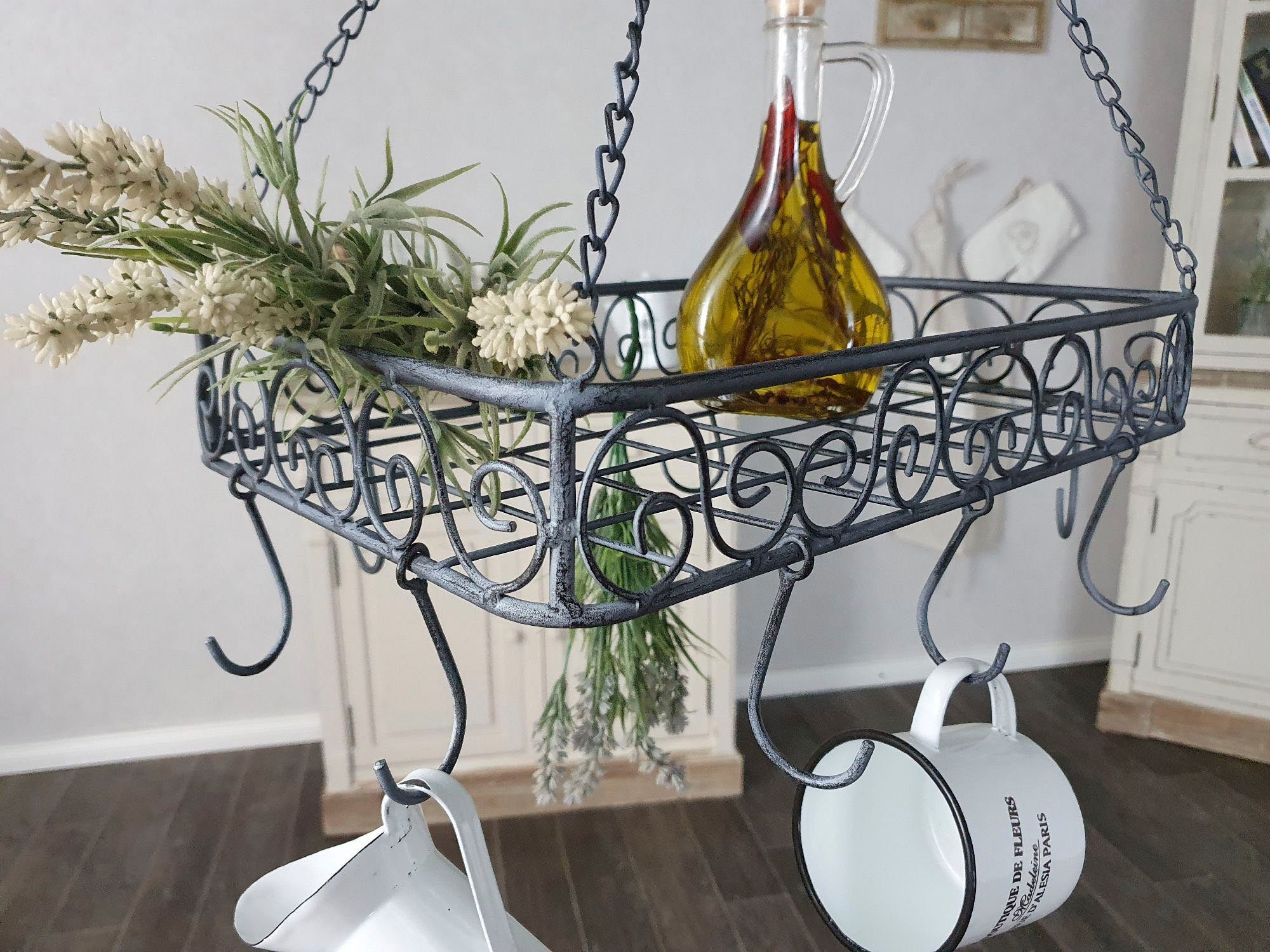Ambiente Haus Hängekorb Topfhänger aus Eisen in Grau - (B) 45 cm (1 St) – Bild 4 von 5