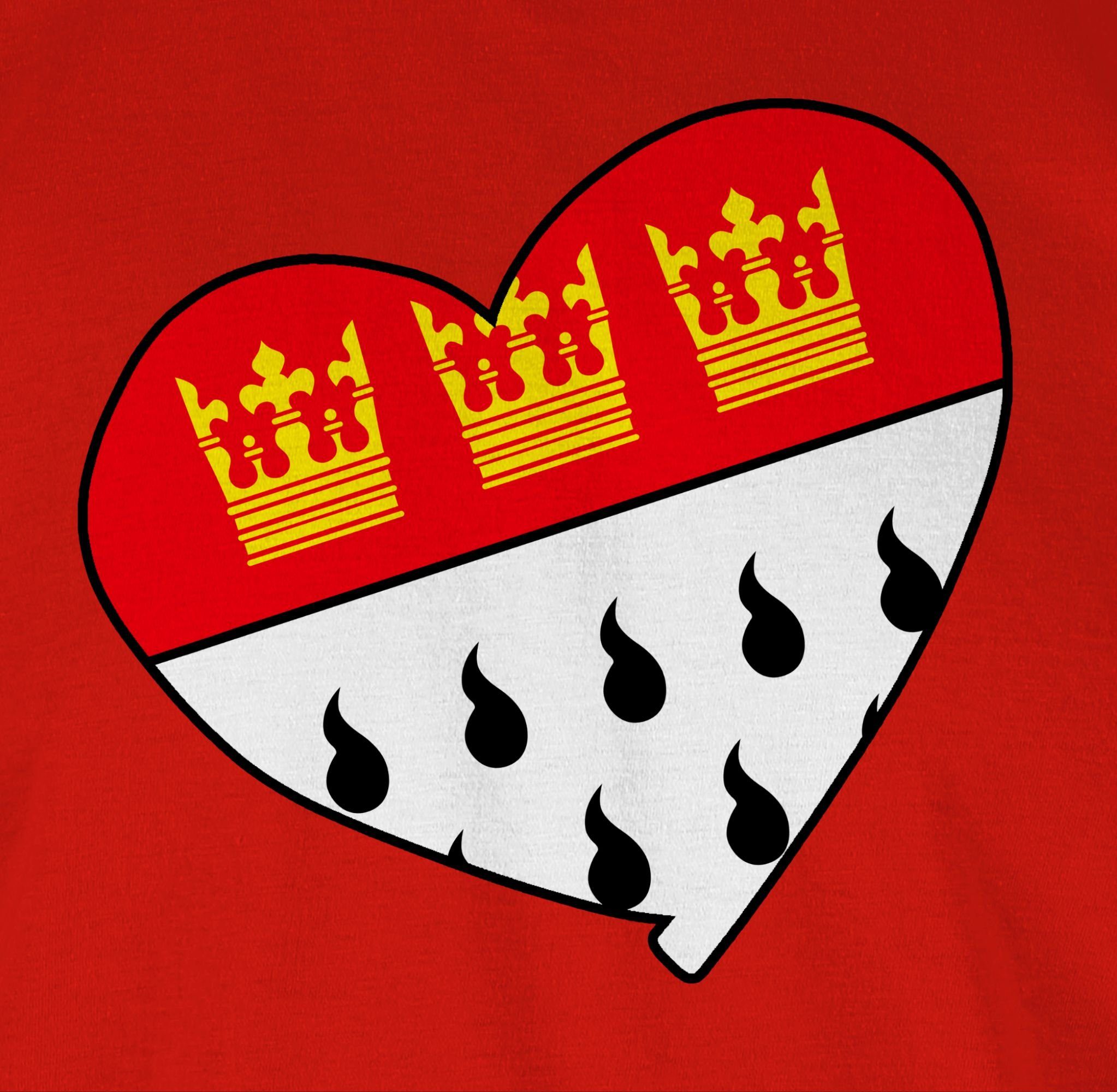 Köln Herz Fasching 1 Wappen T-Shirt Karneval Rot Shirtracer &