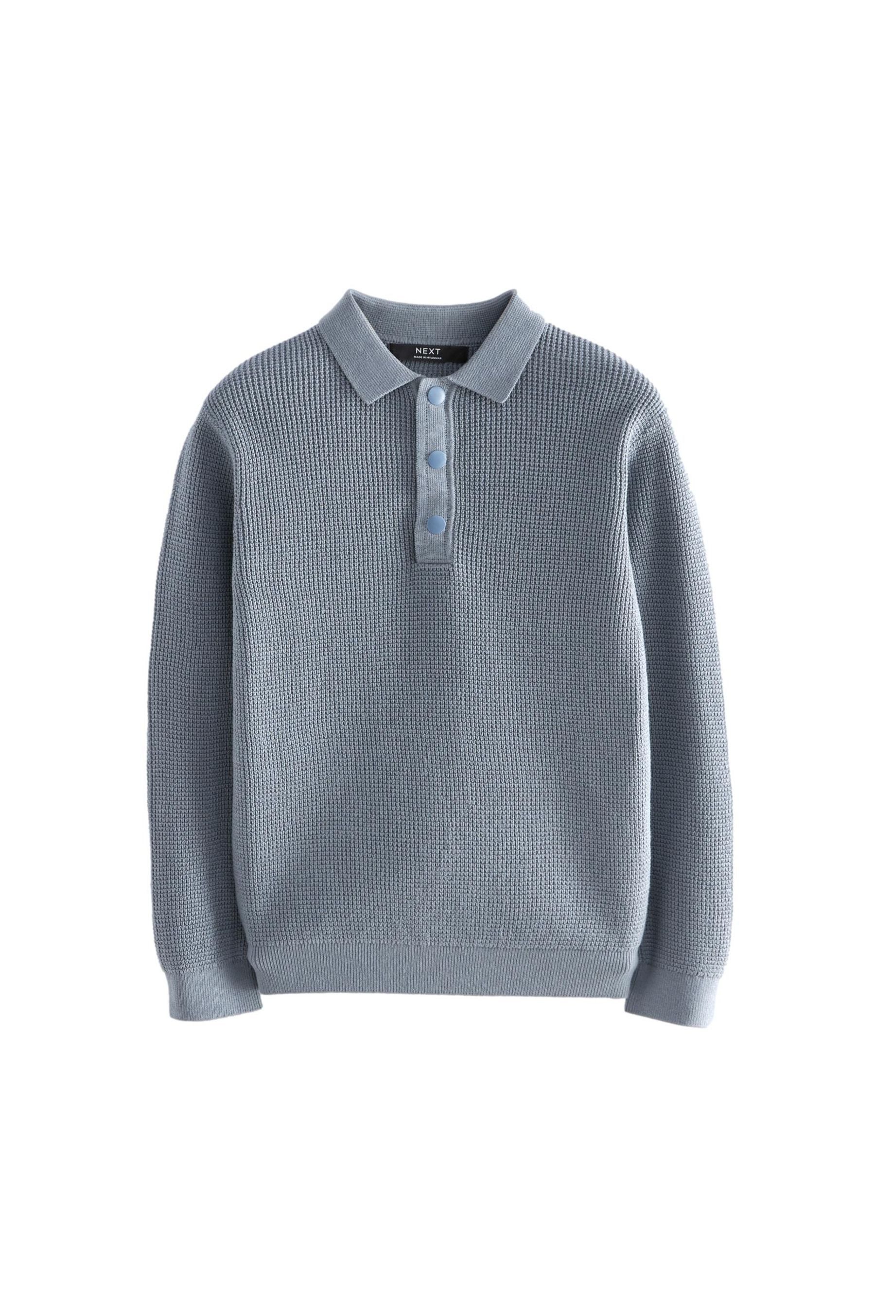 Next Polokragenpullover Langärmeliges strukturiertes Poloshirt (1-tlg)