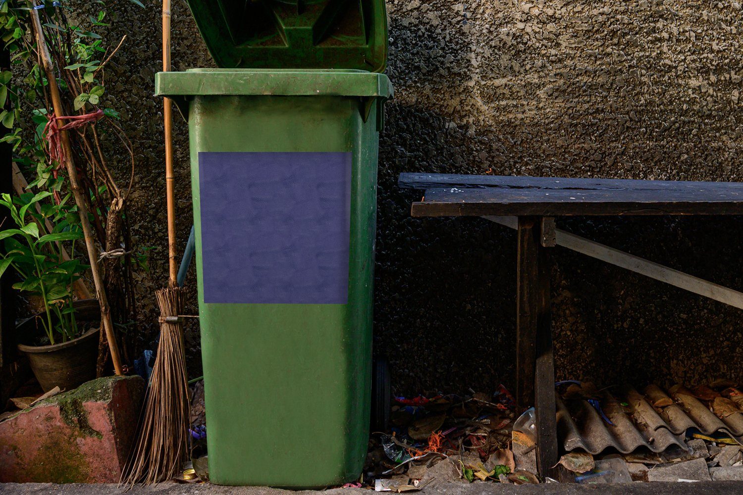 MuchoWow Wandsticker Leder (1 Blau Mülltonne, Tiere Sticker, Container, - - St), Abfalbehälter Mülleimer-aufkleber