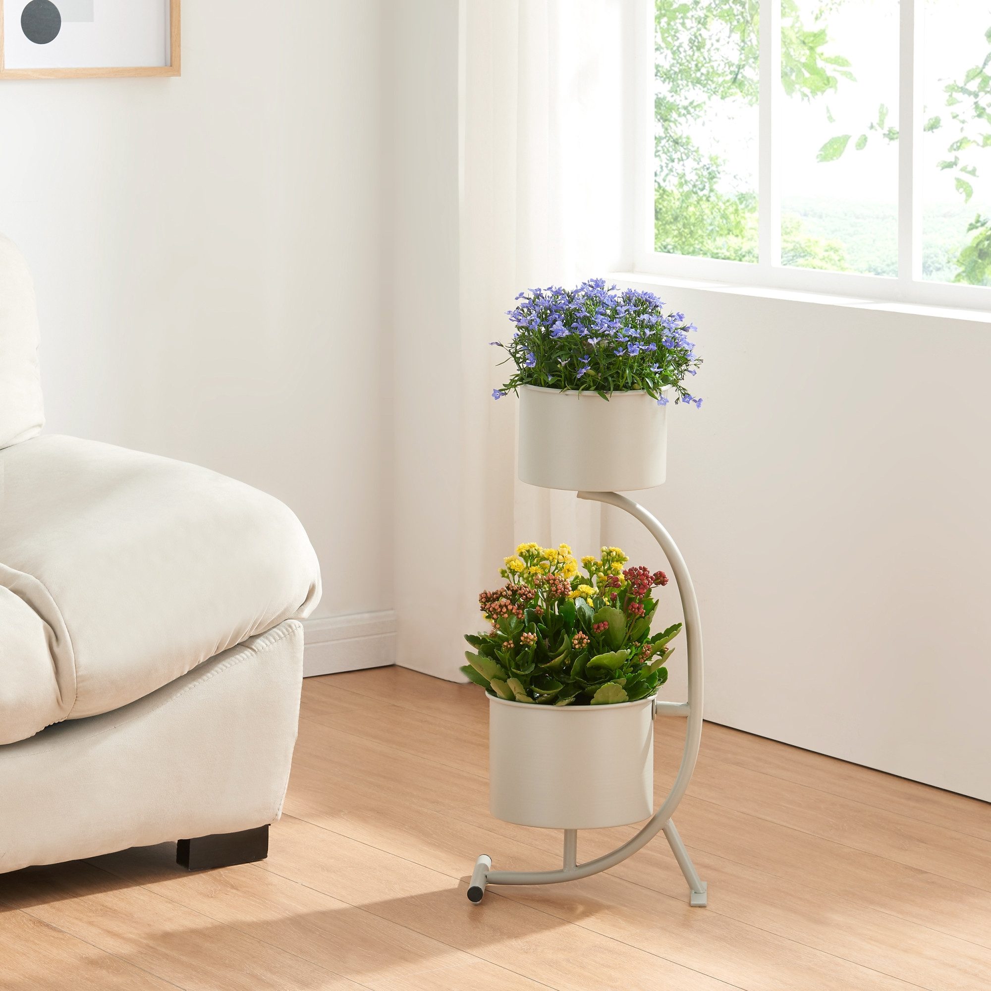 en.casa Blumenständer, »Almelo« mit Pflanzentöpfen 63x29x21cm günstig online kaufen