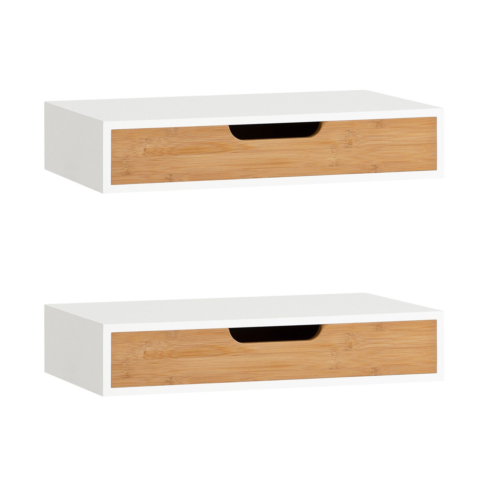 SoBuy Wandregal Schweberegal, 2er Set Wandboard, Nachttisch hängend Schublade