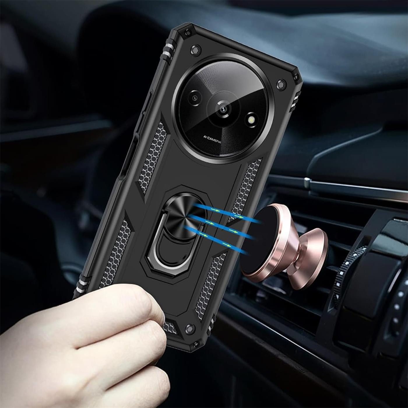 CoolGadget Handyhülle Armor Shield Case für Xiaomi Redmi A3 6,71 Zoll, Outdoor Cover mit Magnet Ringhalterung Handy Hülle für Redmi A3 – Bild 3 von 5