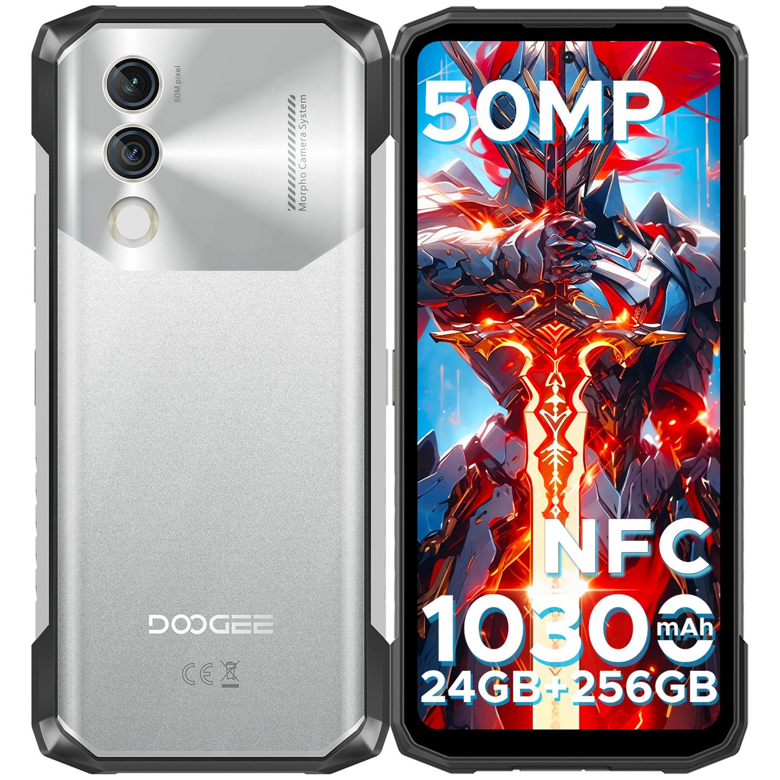 DOOGEE Blade 10 Power 10300mAh,50 Kamera Handy Ohne Vertrag 258G/2TB Outdoor Smartphone (16,76 cm/6.6 Zoll, 256 GB Speicherplatz, 50 MP Kamera, 10300mAh &18 W Schnellladung,6.6 Zoll HD+ 90Hz Display Handy)