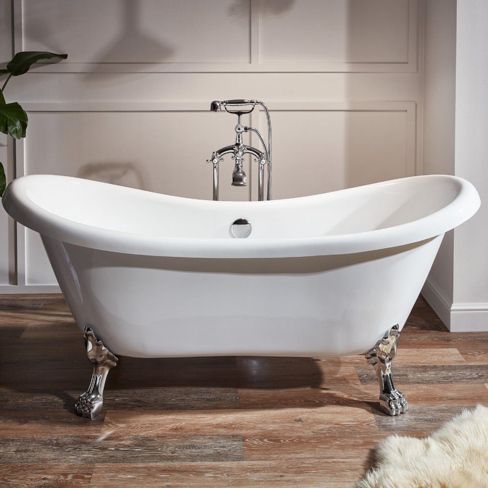 HOME DELUXE Duscharmatur Design Standarmatur RETRO inkl. Handbrause, freistehende Armatur Wannenbrause Wanneneinlass