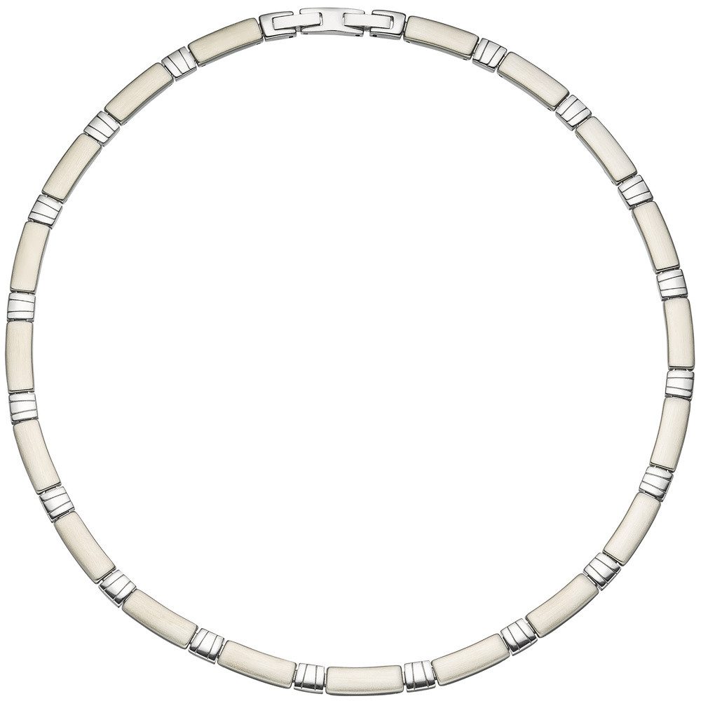Edelstahlkette 6,4mm Collier, Edelstahl teilmattiert, 47cm