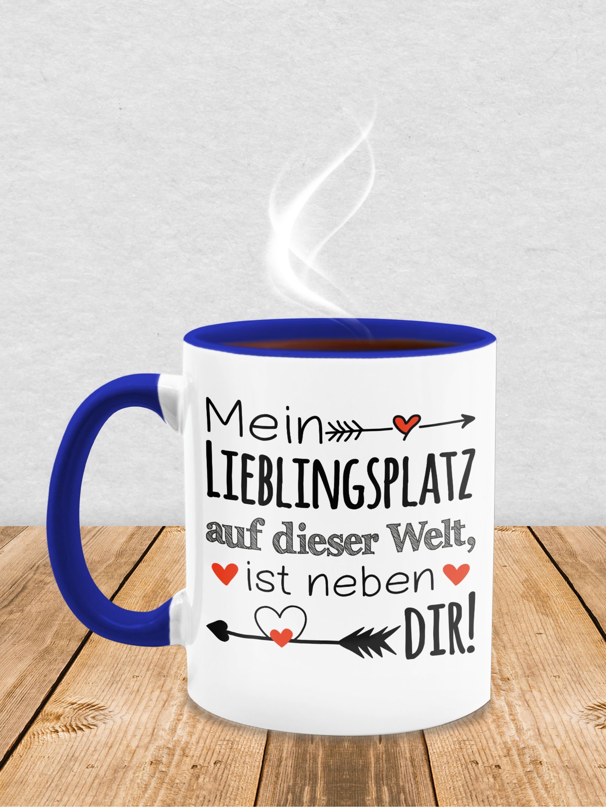 Geschenk 2 Tasse Liebeserklärung, Keramik, Beziehung Partnerin Geschenk Partner Valentinstag Lieblingsplatz Shirtracer - Dunkelblau