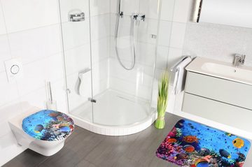 Sanilo Badaccessoire-Set Ocean, Komplett-Set, 3 tlg., bestehend aus WC-Sitz, Badteppich und Waschbeckenstöpsel
