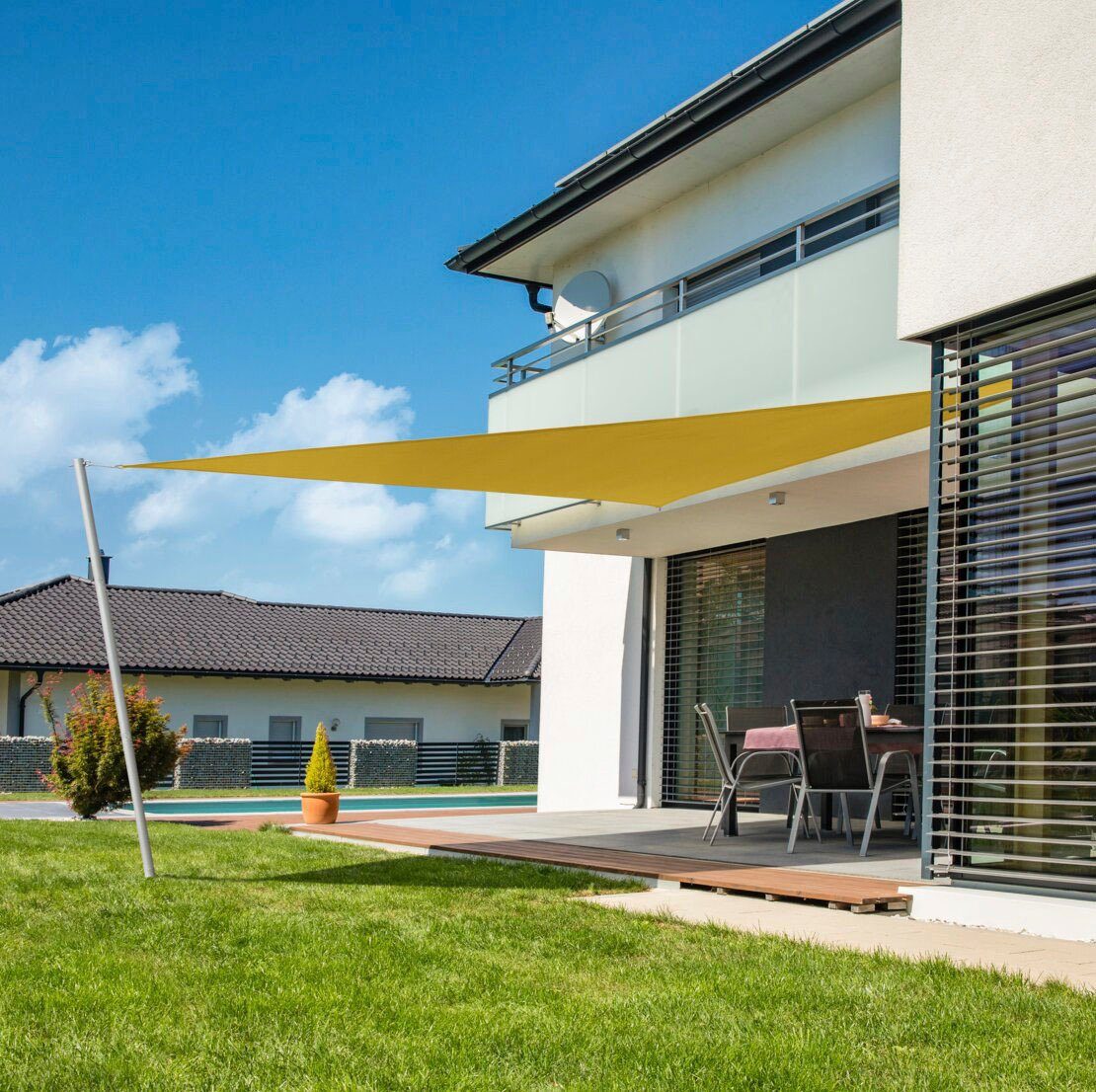 Windhager Cannes Triangle Sun Shade Sail, 3x3x3m, yellow