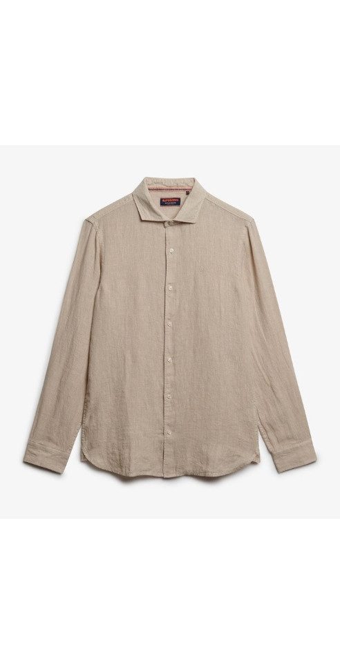 Superdry Kapuzenshirt SD EMB VACATION LS LINEN SHIRT SILVER LINING BEIGE