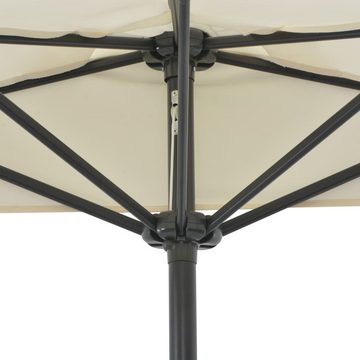 vidaXL Balkonsichtschutz Balkon-Sonnenschirm mit Alu-Mast Sandfarben 270x144 cm Halbrund