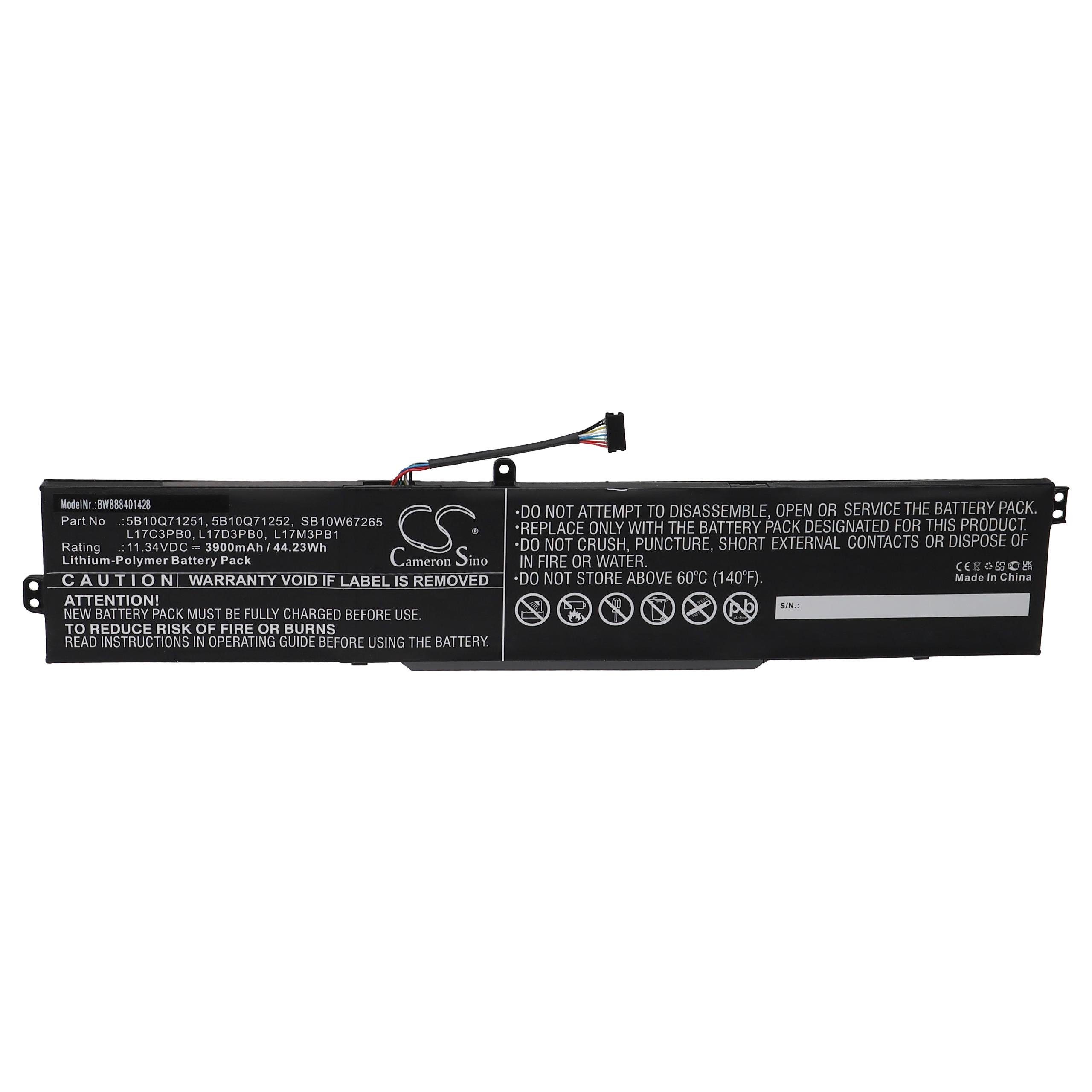 vhbw Ersatz für Lenovo SB10W67265, L17M3PB1, L17D3PB0, L17C3PB0 für Laptop-Akku Li-Polymer 3900 mAh (11,34 V)