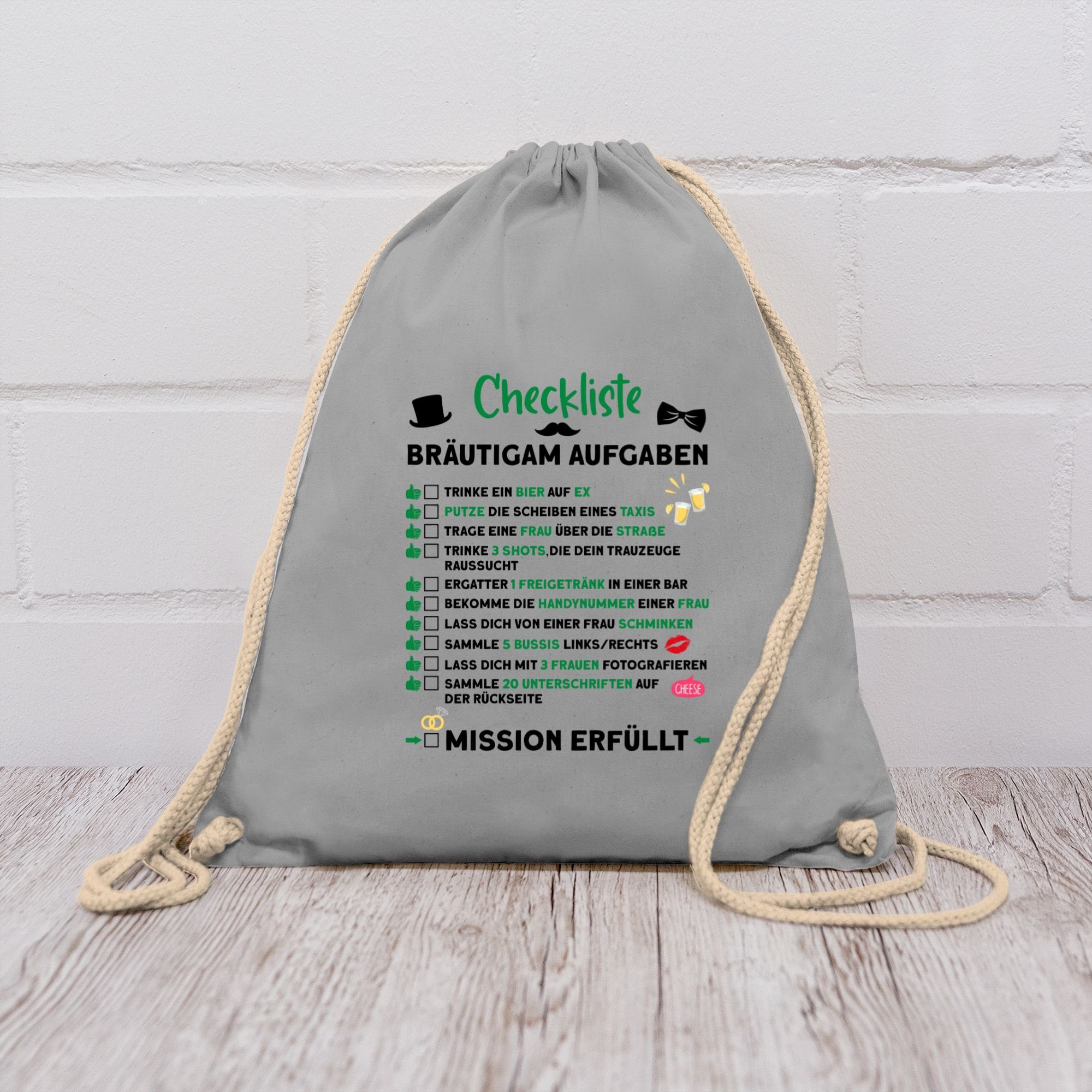 Shirtracer Turnbeutel Checkliste Bräutigam Aufgaben JGA, JGA Männer