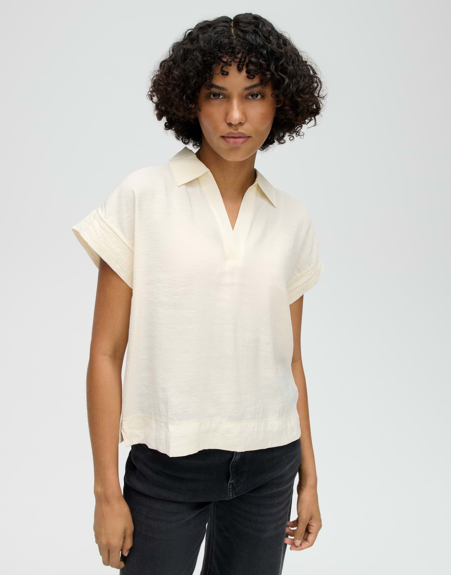 OPUS Kurzarmshirt mit leichter Front Rückenfalte für lockeren Fall