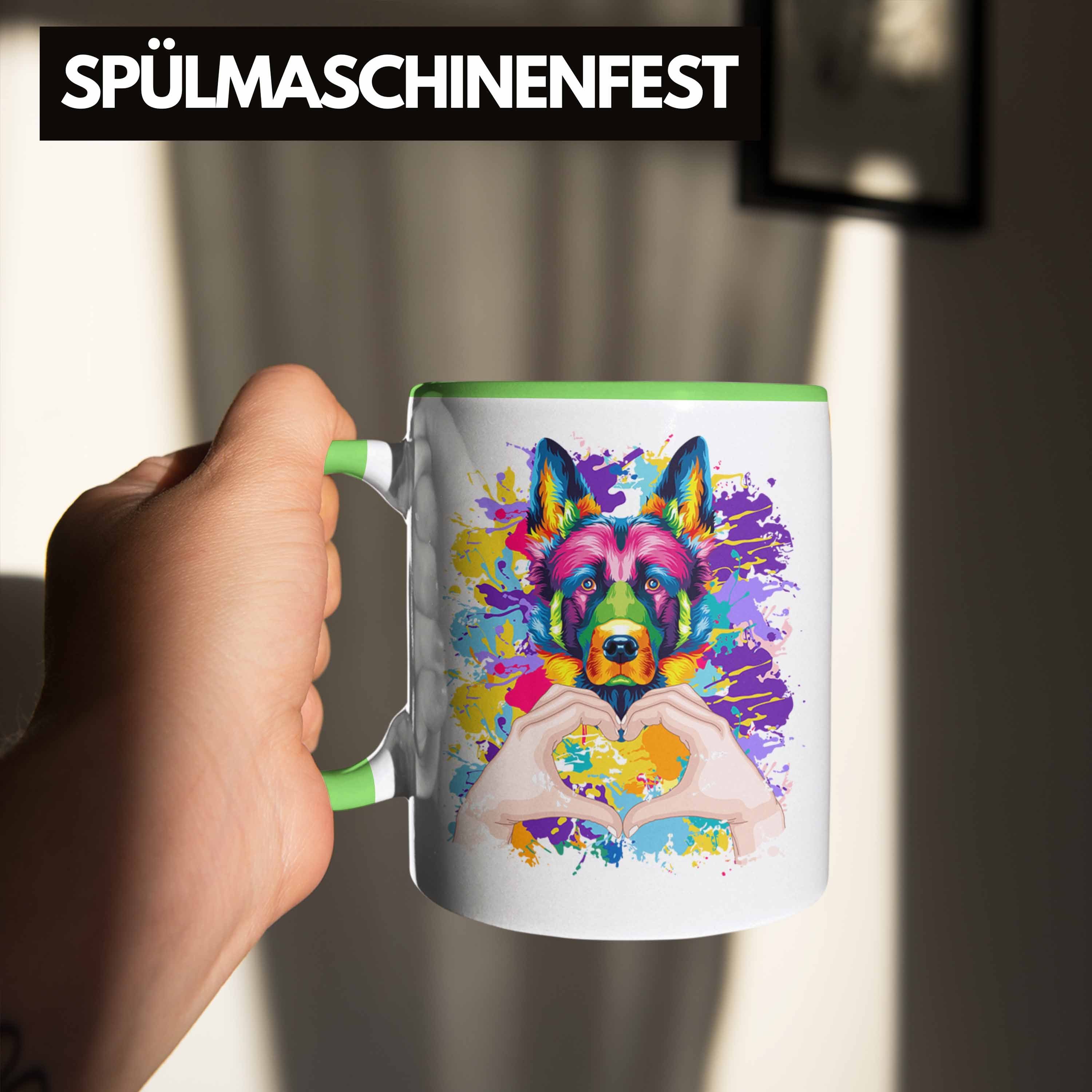 Geschen Schäferhund Trendation Geschenk Grün Tasse Tasse Spruch Besitzer Love Farbe Lustiger