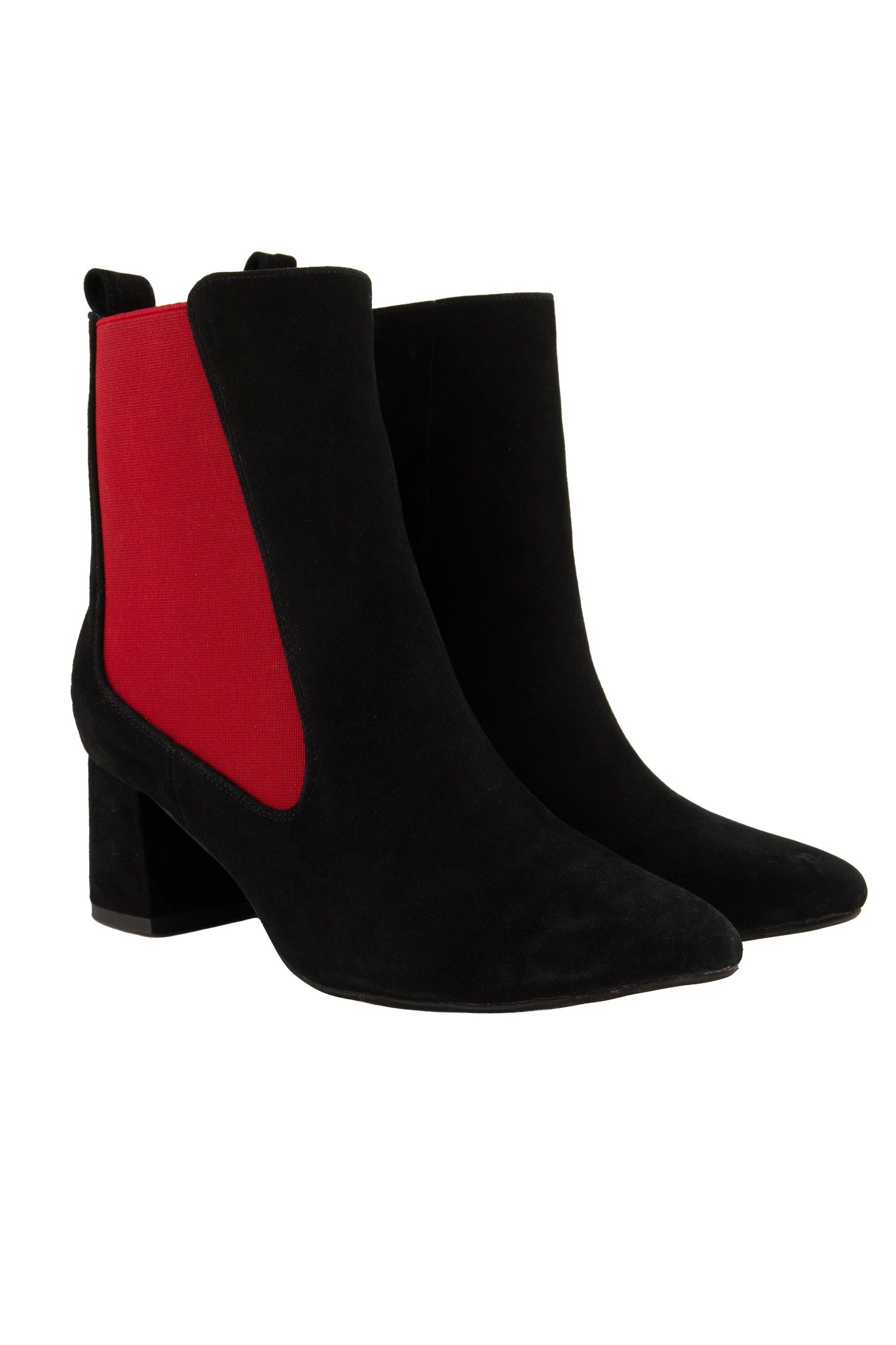 Ulla Popken Leder-Stiefeletten Elastikeinsatz Veloursleder Stiefel günstig online kaufen