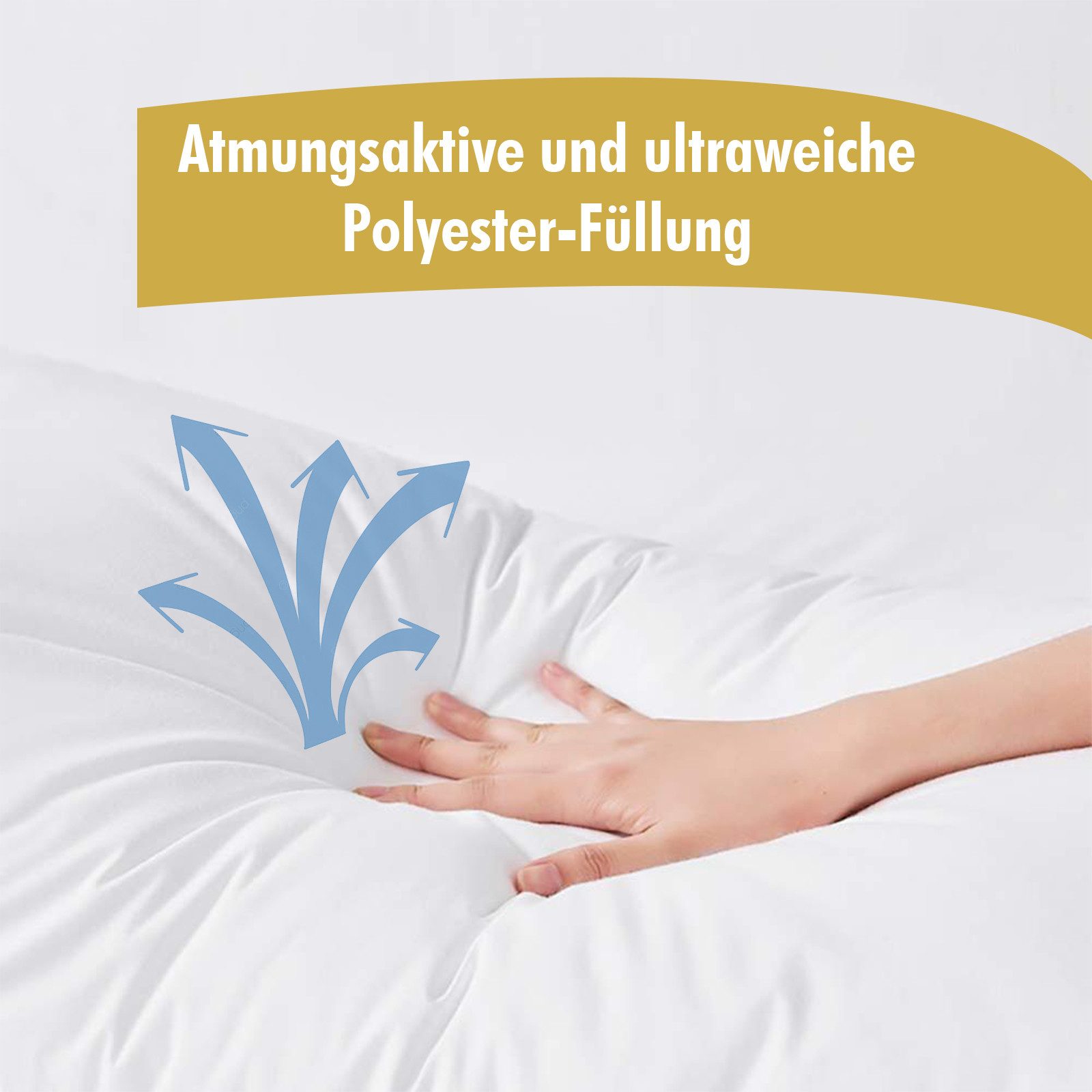 Landster Microfaserkissen Gestepptes kopfkissen 80x80, Bettkissen, Zierkissen, Seitenschläfer, Füllung: 100% Polyester, Rückenschläfer, Seitenschläfer, Bauchschläfer, Seitenschläfer,allergikerfreundlich,Atmungsaktiv, Made in Deutschland