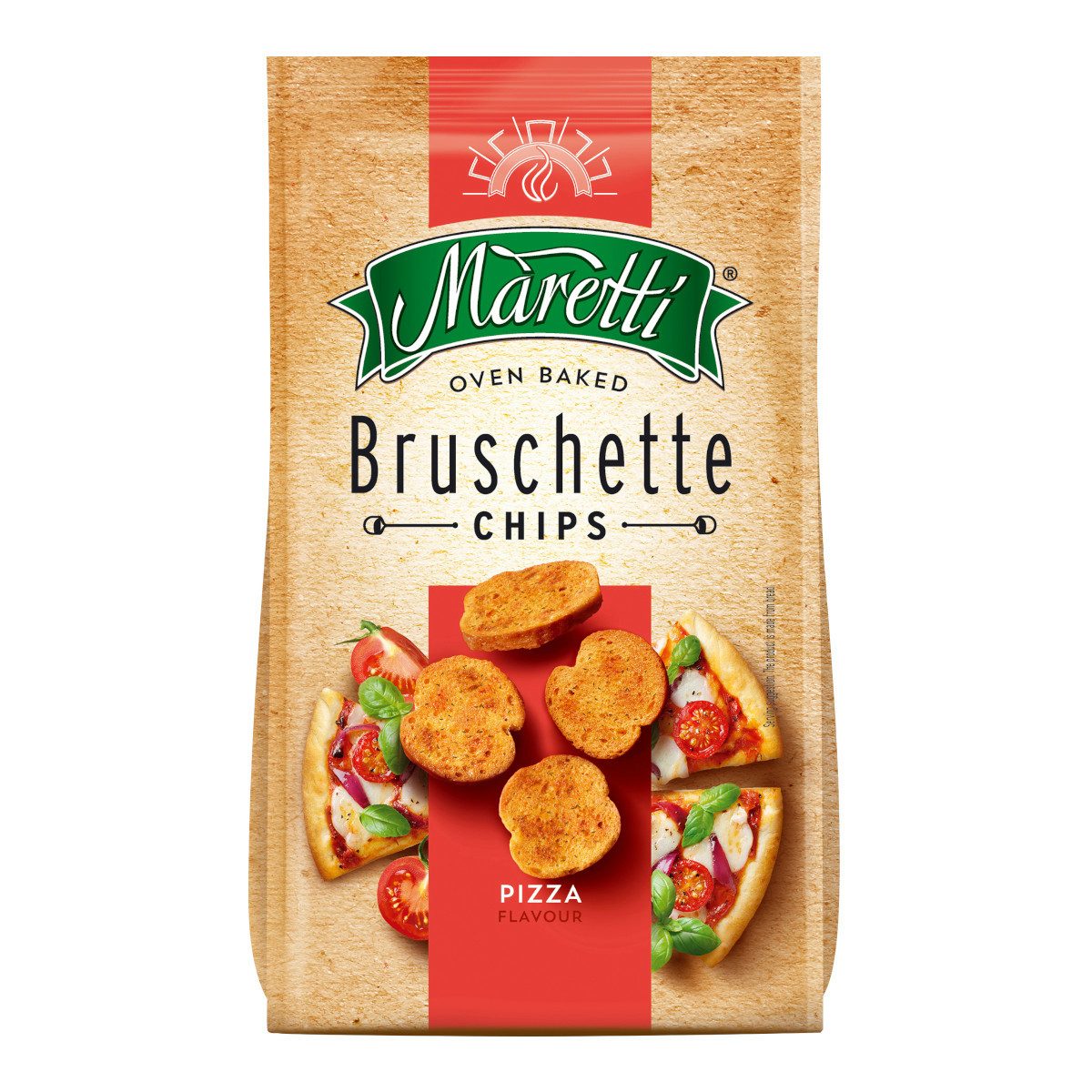 Maretti Knabberei, Maretti Bruschette Chips oven baked Pizza mit Pizzageschmack 150g