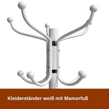 Casaria Kleiderständer, Marmorsockel Metall 14 Haken 360° Drehbar Stabil Modern 37x37x175cm