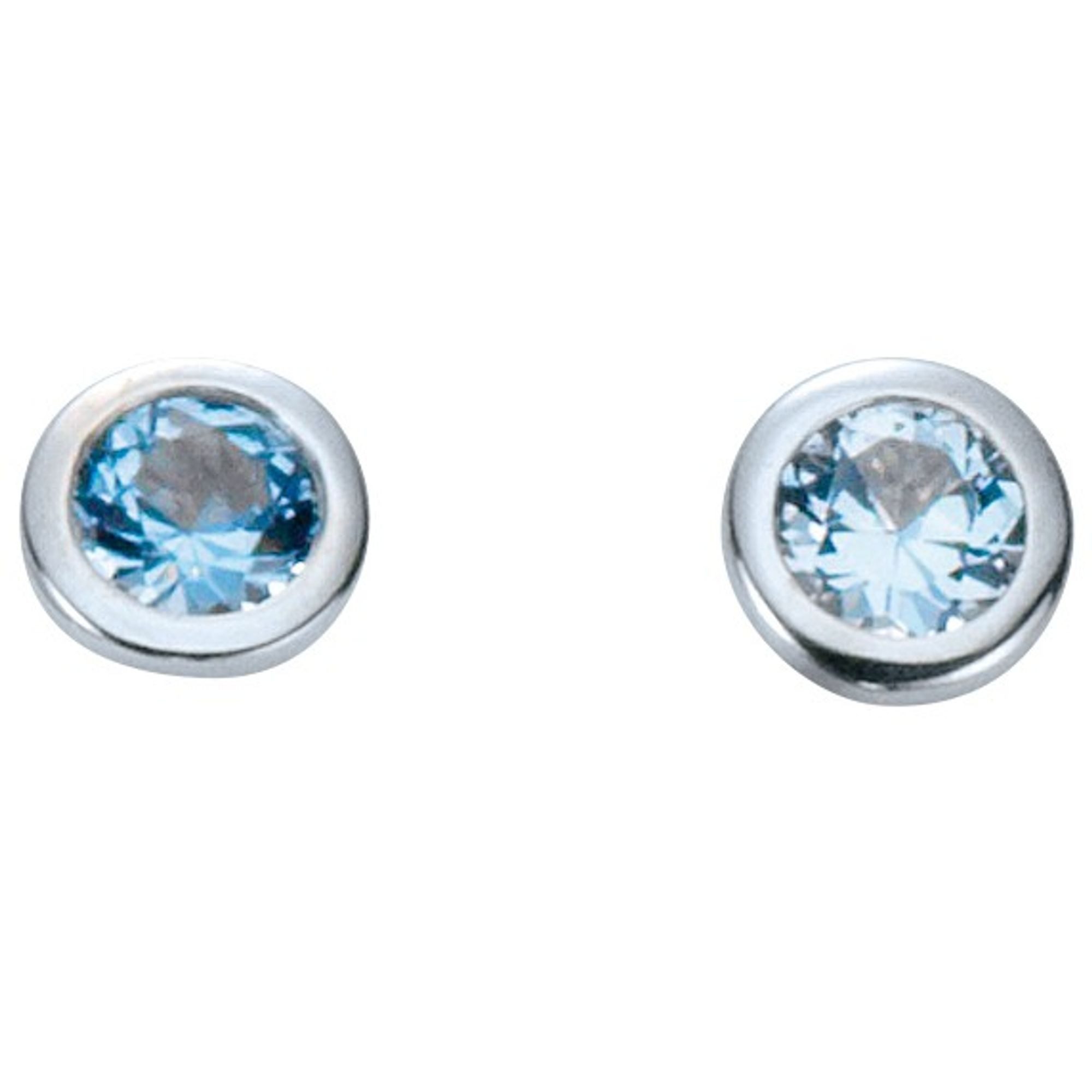 Miamar Paar Ohrstecker 01.1097HB, Miamar 01.1097HB Damen Ohrstecker Silber Zirkonia hellblau