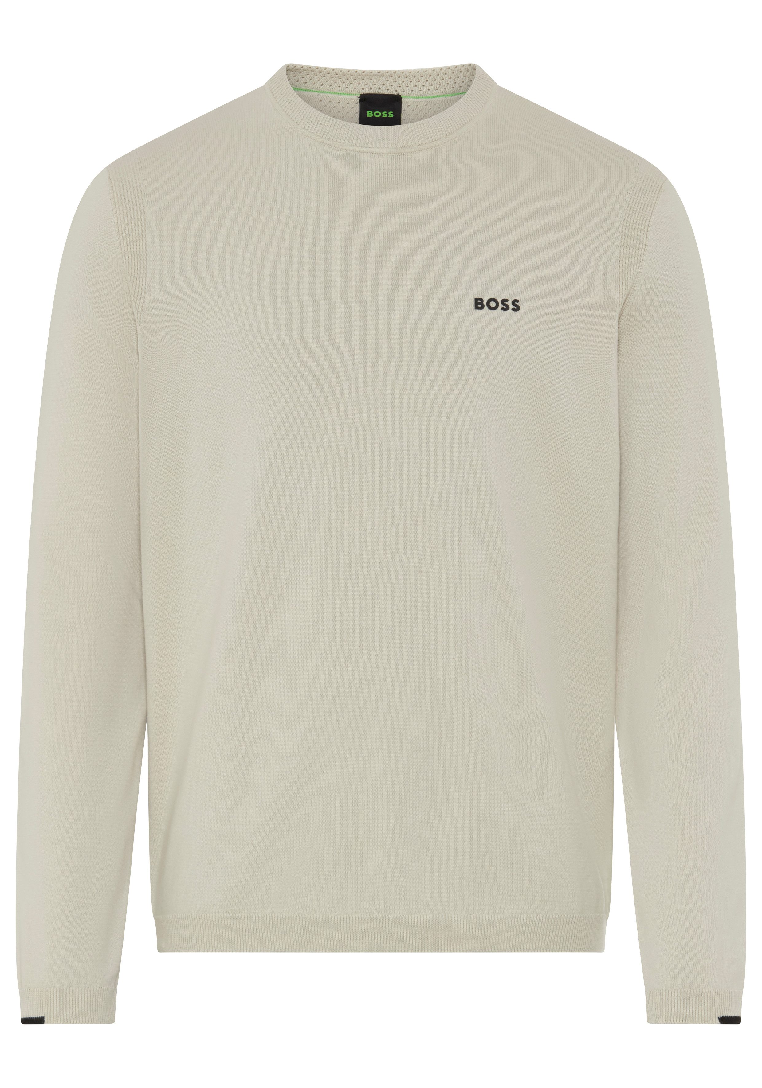 BOSS GREEN Strickpullover Rundhalsausschnitt, Regular Fit, Logo-Print