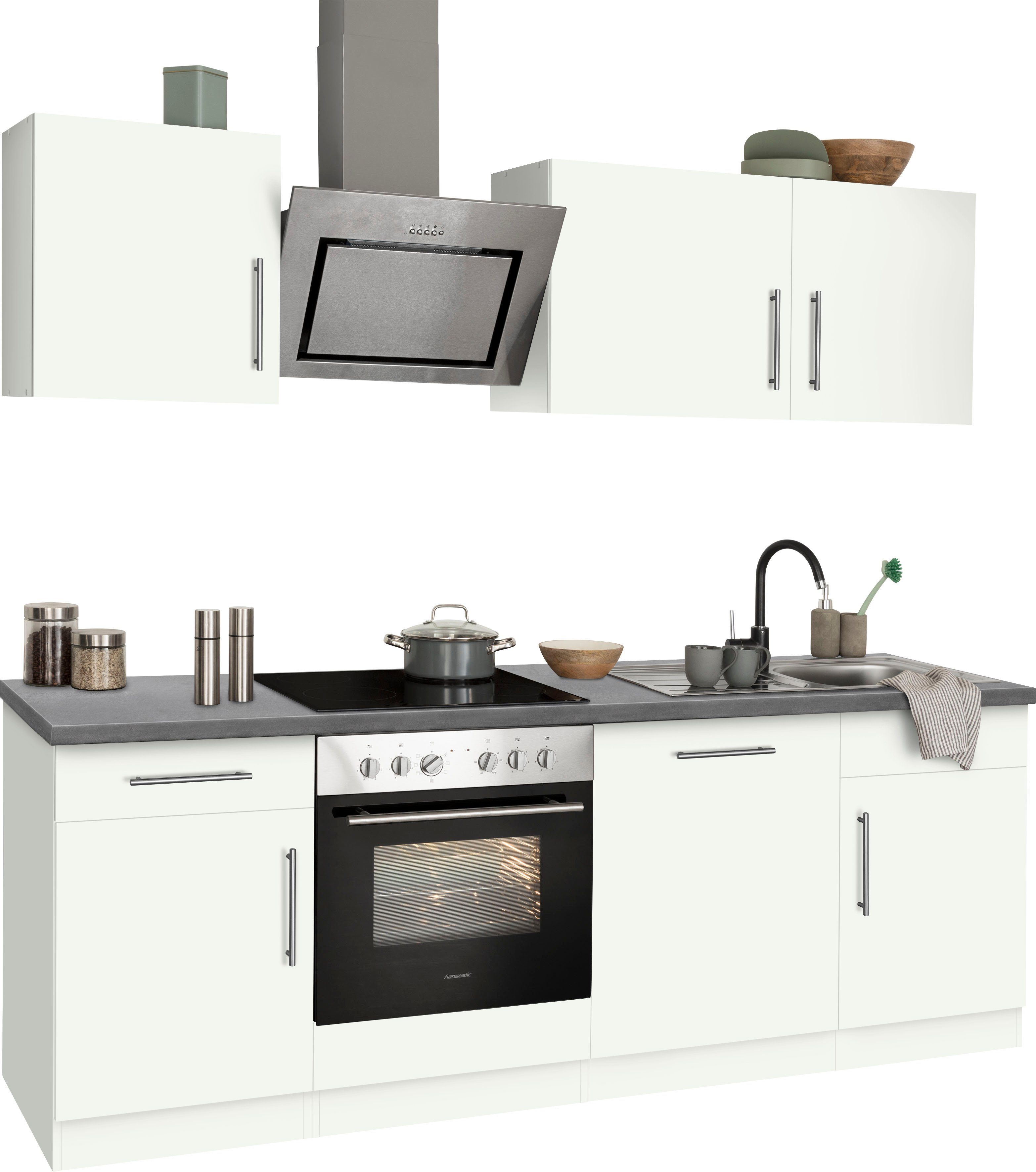 wiho Küchen Küchenzeile Cali - Küche mit E-Geräten - Komplett Set, Breite 220cm, Küche mit Hanseatic E-Geräten – Bild 3 von 5